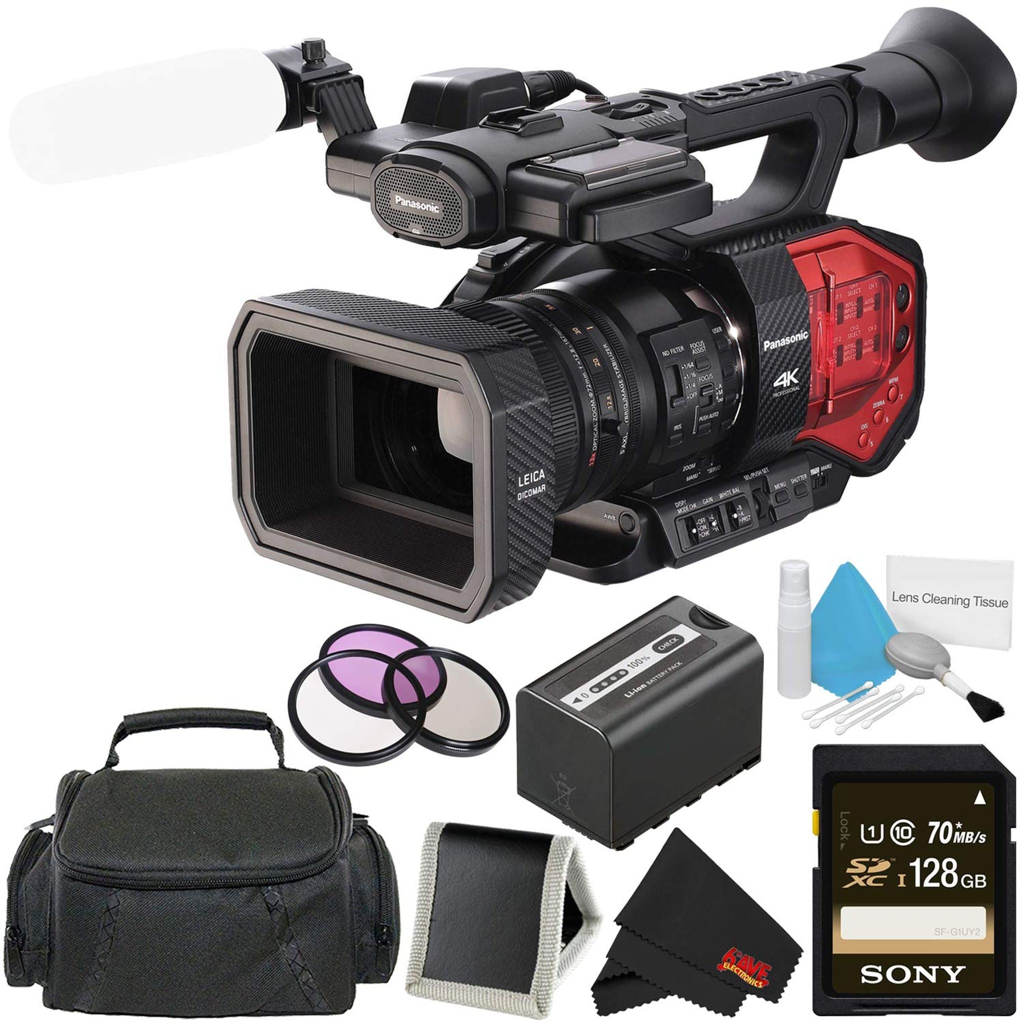 Panasonic AG-DVX200 4K Handheld Camcorder - Bundle with 64GB Memory Card + Carrying Case + More Panasonic