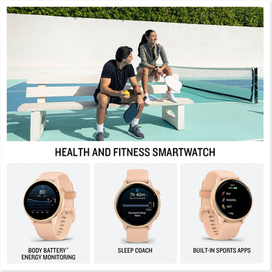 Garmin vívoactive® 6, Health and Fitness GPS Smartwatch, AMOLED Display, Up to 11 Days of Battery, Metallic Pink Dawn with Pink Dawn Band