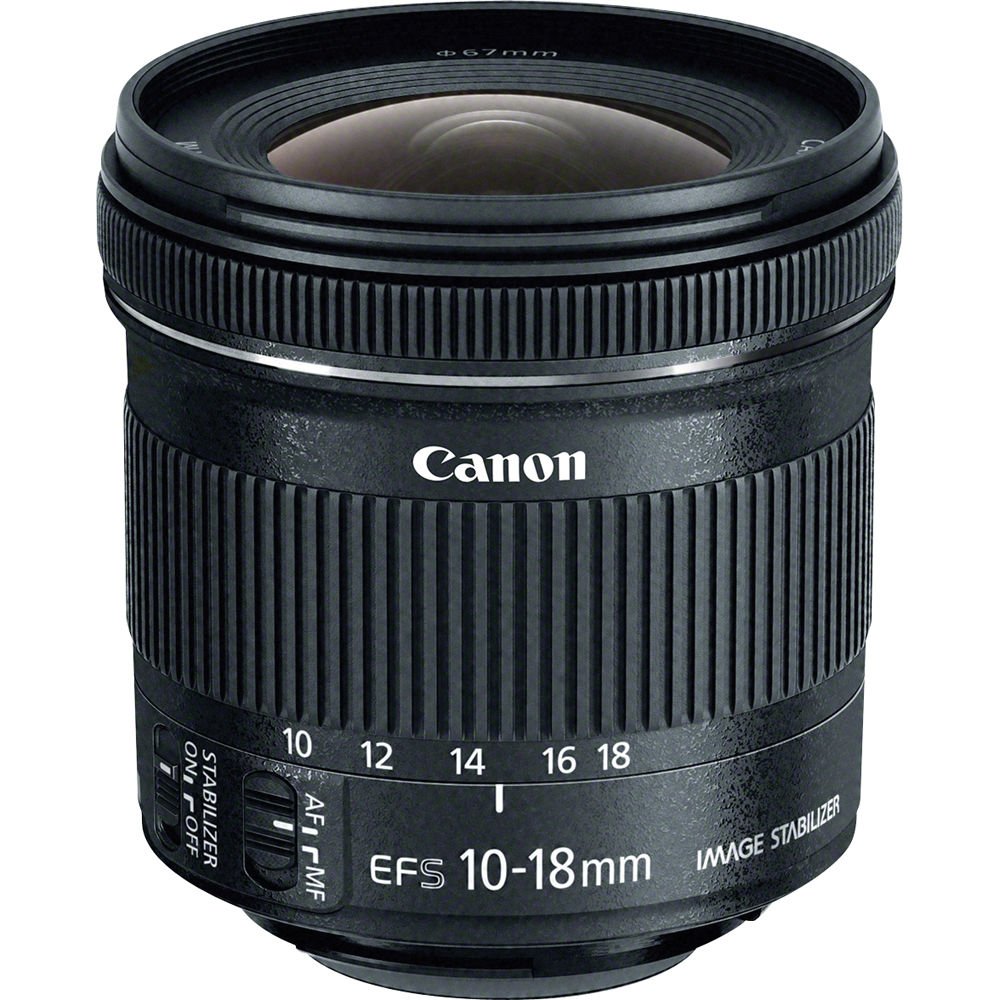 Canon EF-S 10-18mm f.4.5-5.6 is STM Lens International Model + 4.5 inch Vivitar Premium Lens Case + Cleaning Kit