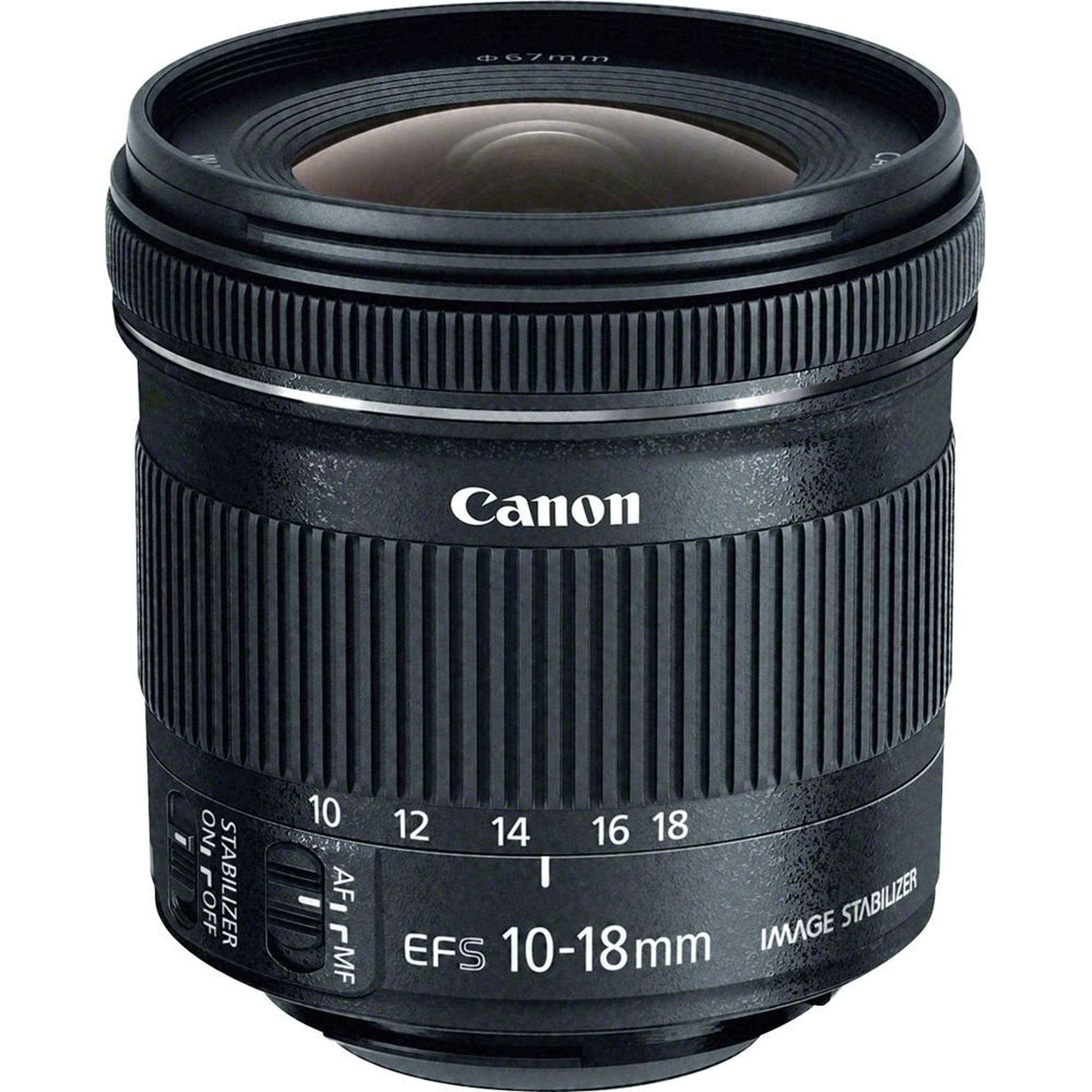 Canon EF-S 10-18mm f.4.5-5.6 is STM Lens International Model + 4.5 inch Vivitar Premium Lens Case + Cleaning Kit