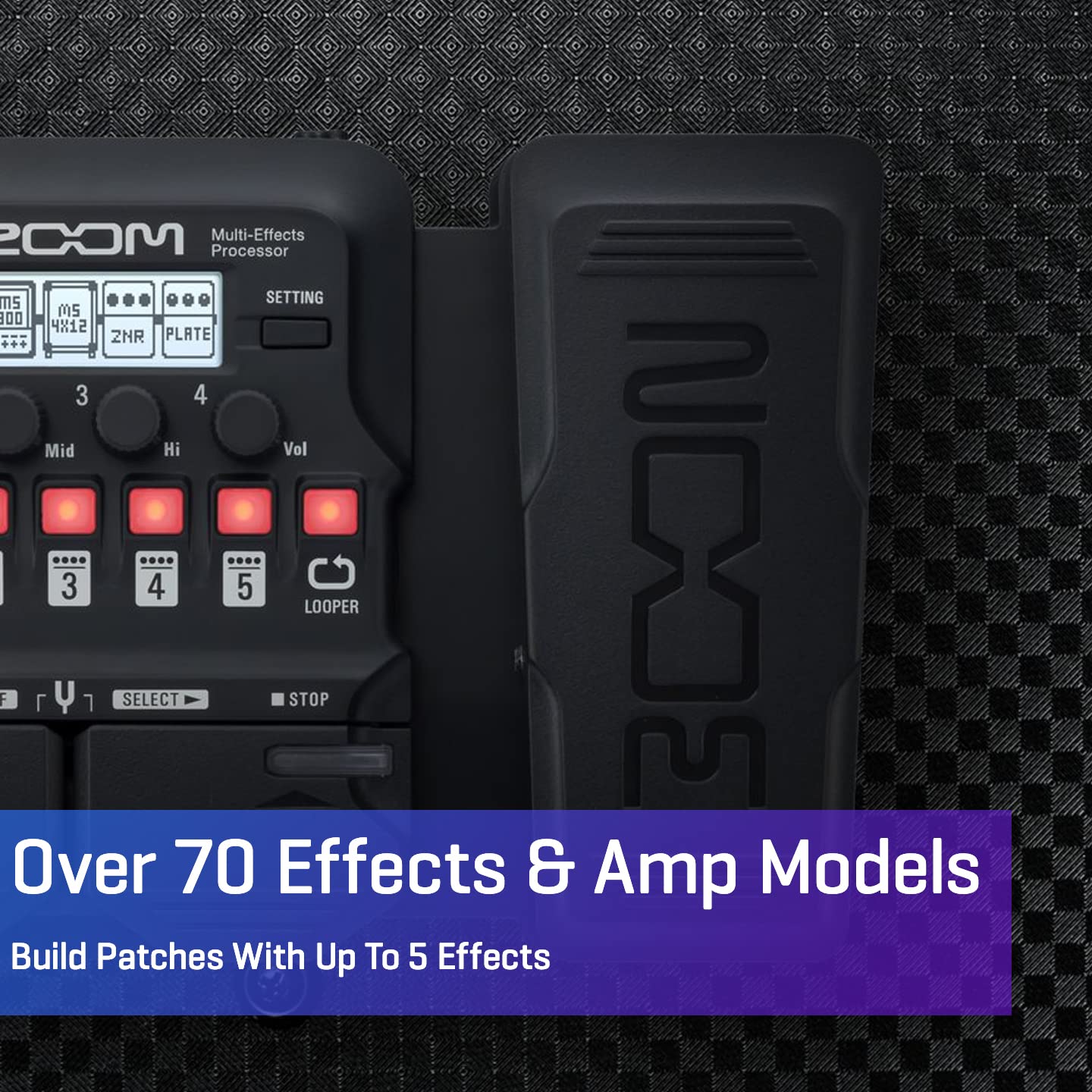 Zoom G1X FOUR Guitar Multi-Effects Processor with Expression Pedal, With 70+ Built-in Effects, Amp Modeling, Looper, Rhythm Section, Tuner, Battery Powered