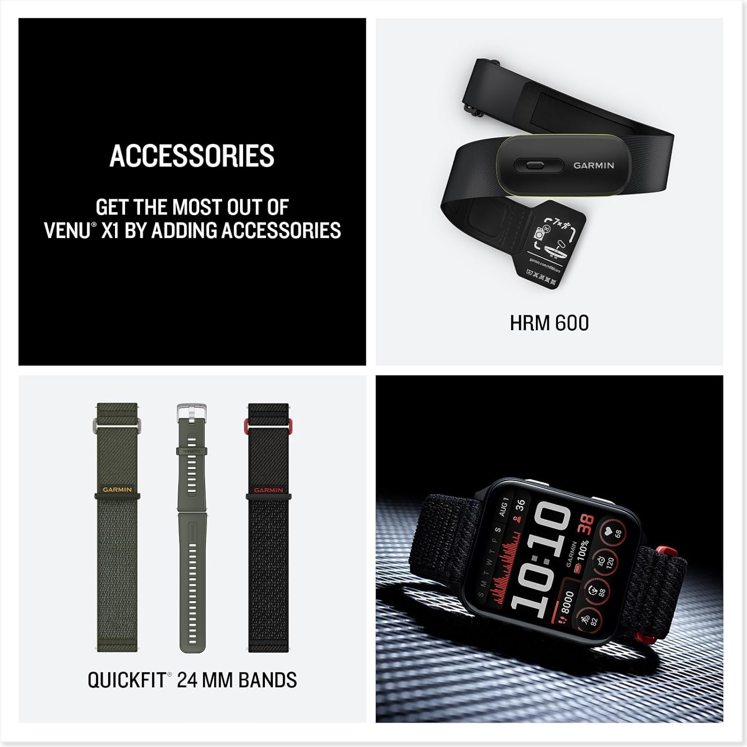 Garmin® Venu® X1, Thin and Lightweight GPS Smartwatch, AMOLED Display, Advanced Health and Fitness Features, Black with Slate Titanium Caseback and Black ComfortFit Nylon Band