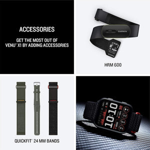 Garmin® Venu® X1, Thin and Lightweight GPS Smartwatch, AMOLED Display, Advanced Health and Fitness Features, Black with Slate Titanium Caseback and Black ComfortFit Nylon Band Garmin