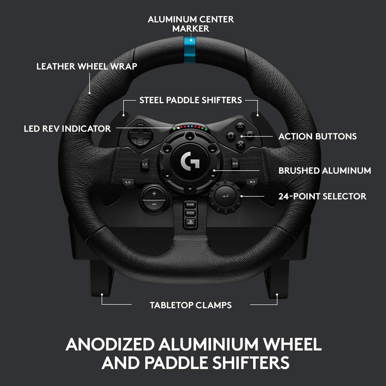 Logitech G923 Racing Wheel and Pedals For PC, PS4, PS5 with Logitech Shifter