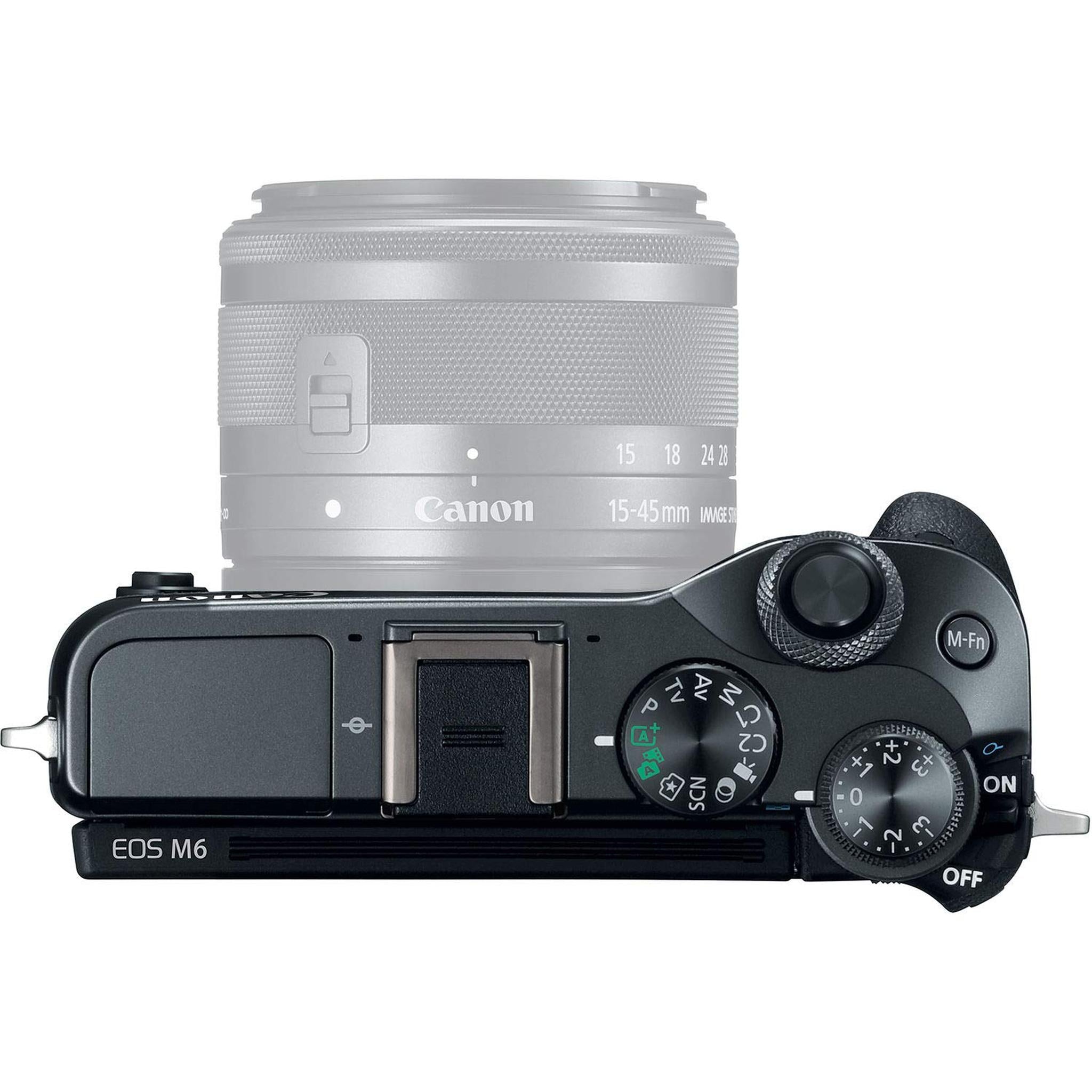 Canon EOS M6 Mirrorless Digital Camera Black, Body Only + 128GB Class 10 Memory Card + LED + Canon Camera Case + Flexi Canon