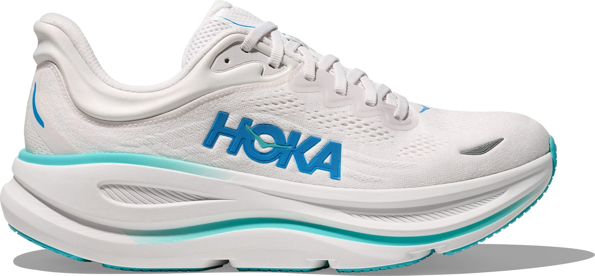 Hoka Men's Bondi 9 Sneaker, White Blue, 10