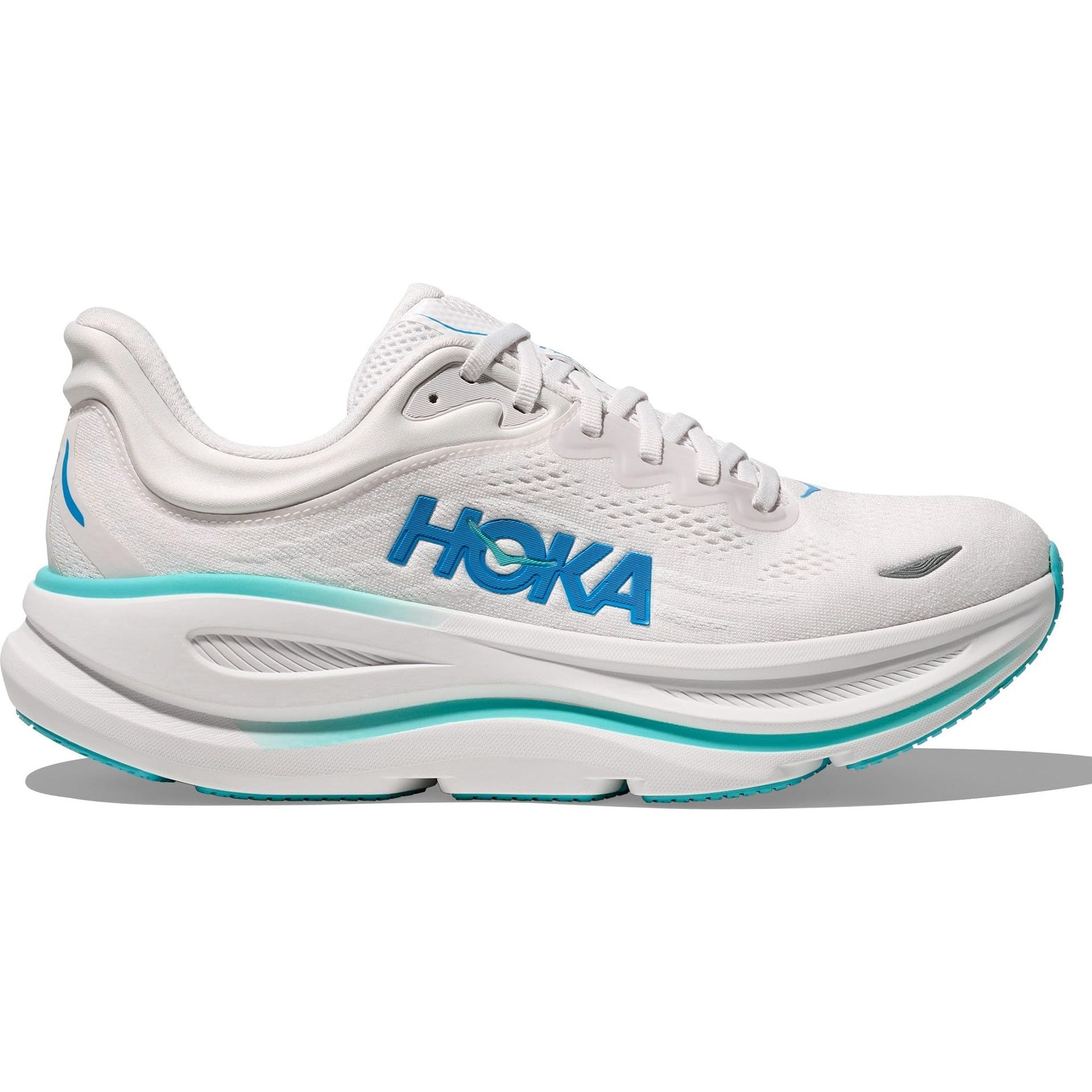 Hoka Men's Bondi 9 Sneaker, White Blue, 10