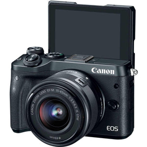 Canon EOS M6 Mirrorless Digital Camera with 15-45mm f/3.5-6.3 is STM Lens Kit- Bundle with 32GB Memory Cards + Remote+ E