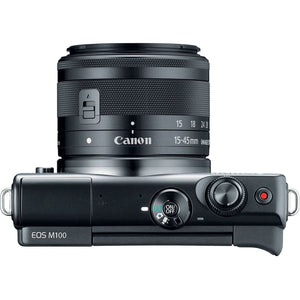 Canon EOS M100 Mirrorless Digital Camera Black with 15-45mm Lens + Flexible Tripod + UV Protection Filter + Profession