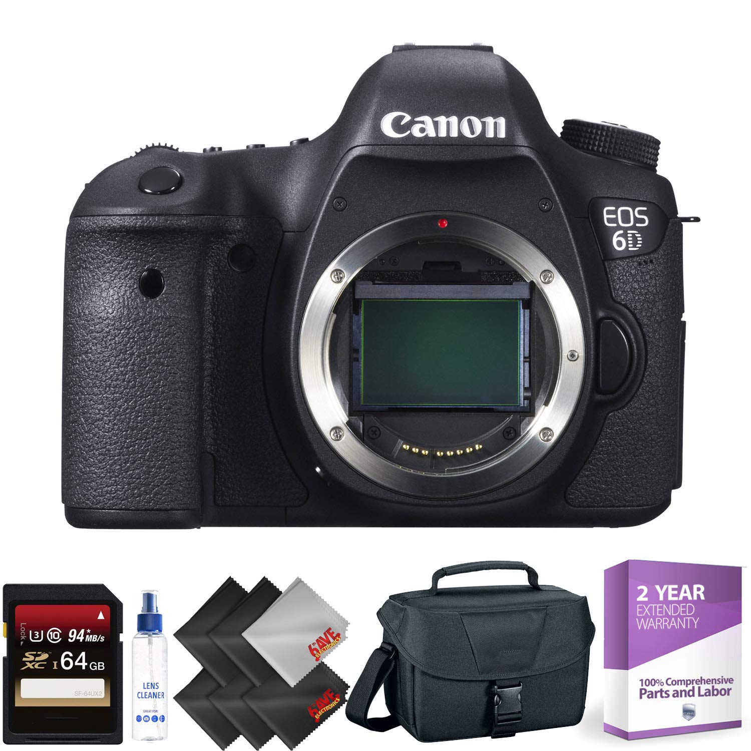 Canon EOS 6D DSLR Camera Body Only - Open Box + 64GB Memory Card + 2 Year Accidental Warranty