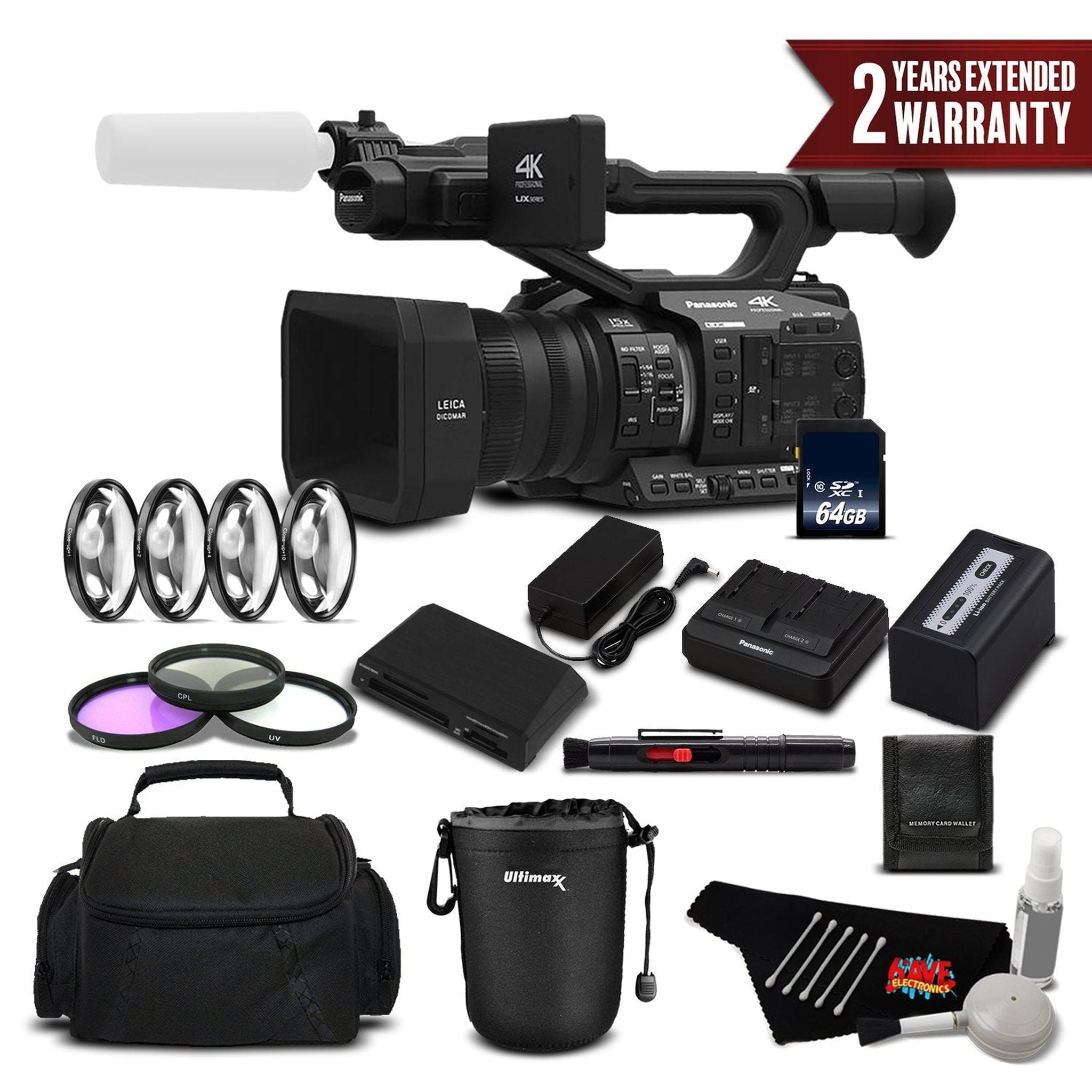 Panasonic AG-UX90 4K/HD Professional Camcorder Professional Plus Bundle