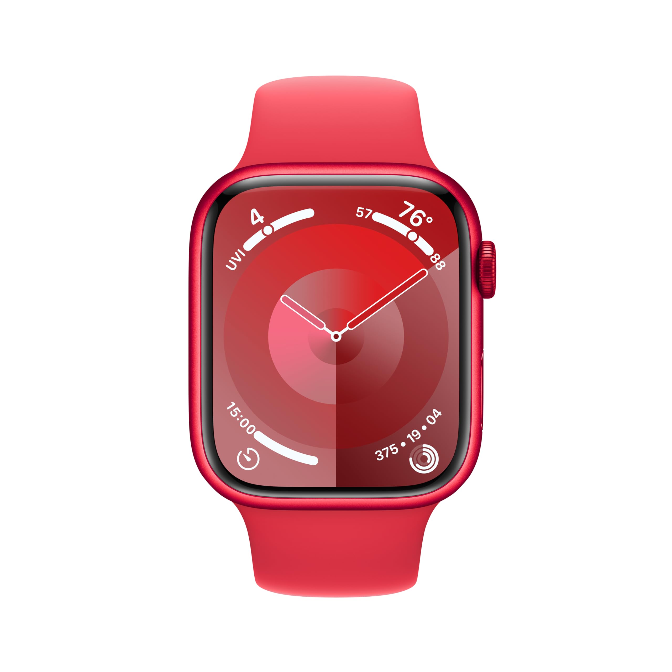 Apple Watch Series 9 [GPS 45mm] Smartwatch with (Product) RED Aluminum Case with (Product) RED Sport Band S/M.