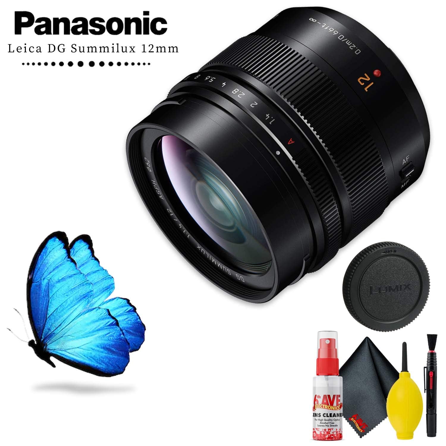 Panasonic Leica DG Summilux 12mm f/1.4 ASPH. Lens With Cleaning Kit