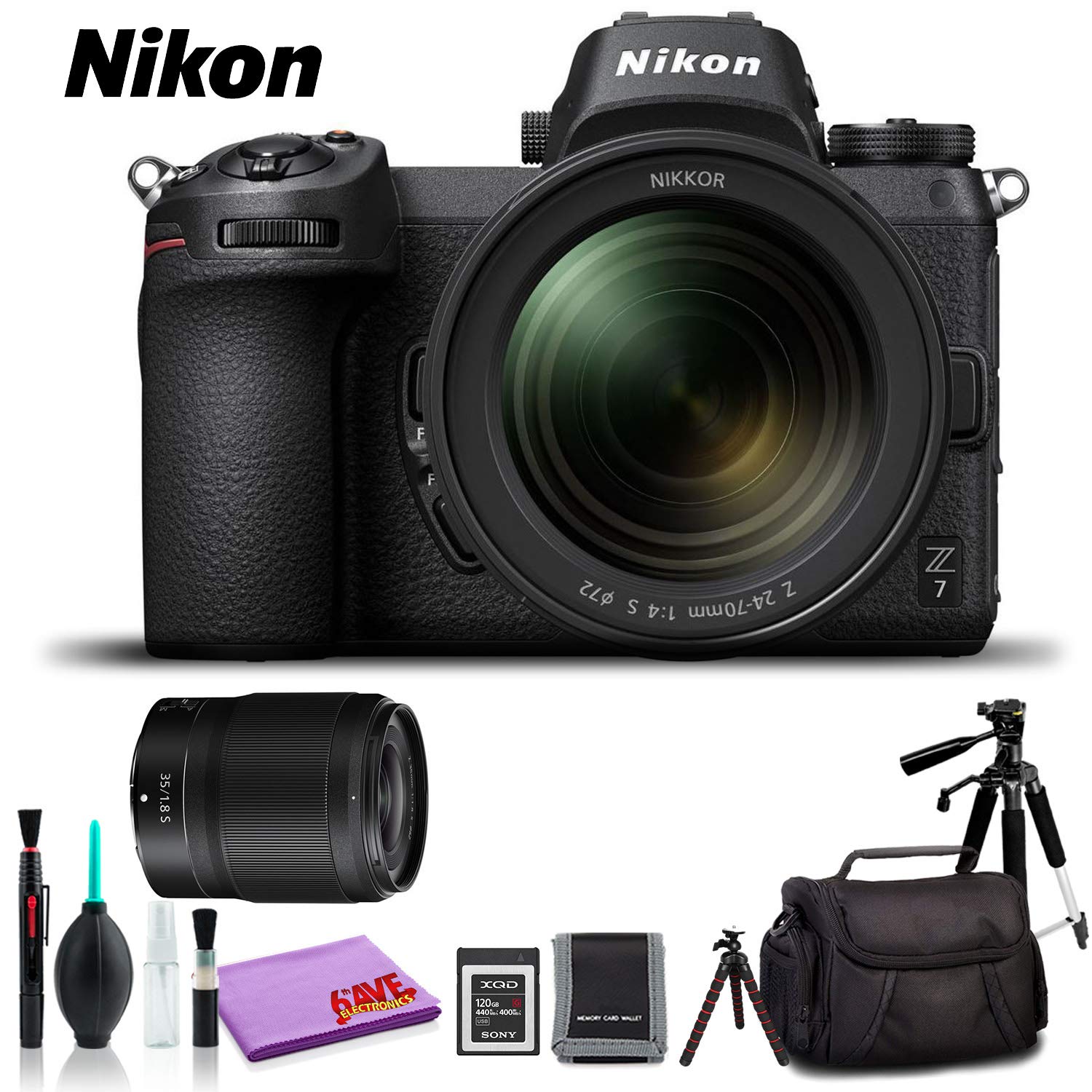 Nikon Z 7 Mirrorless Digital Camera with 24-70mm Lens (Intl Model) - Deluxe Kit