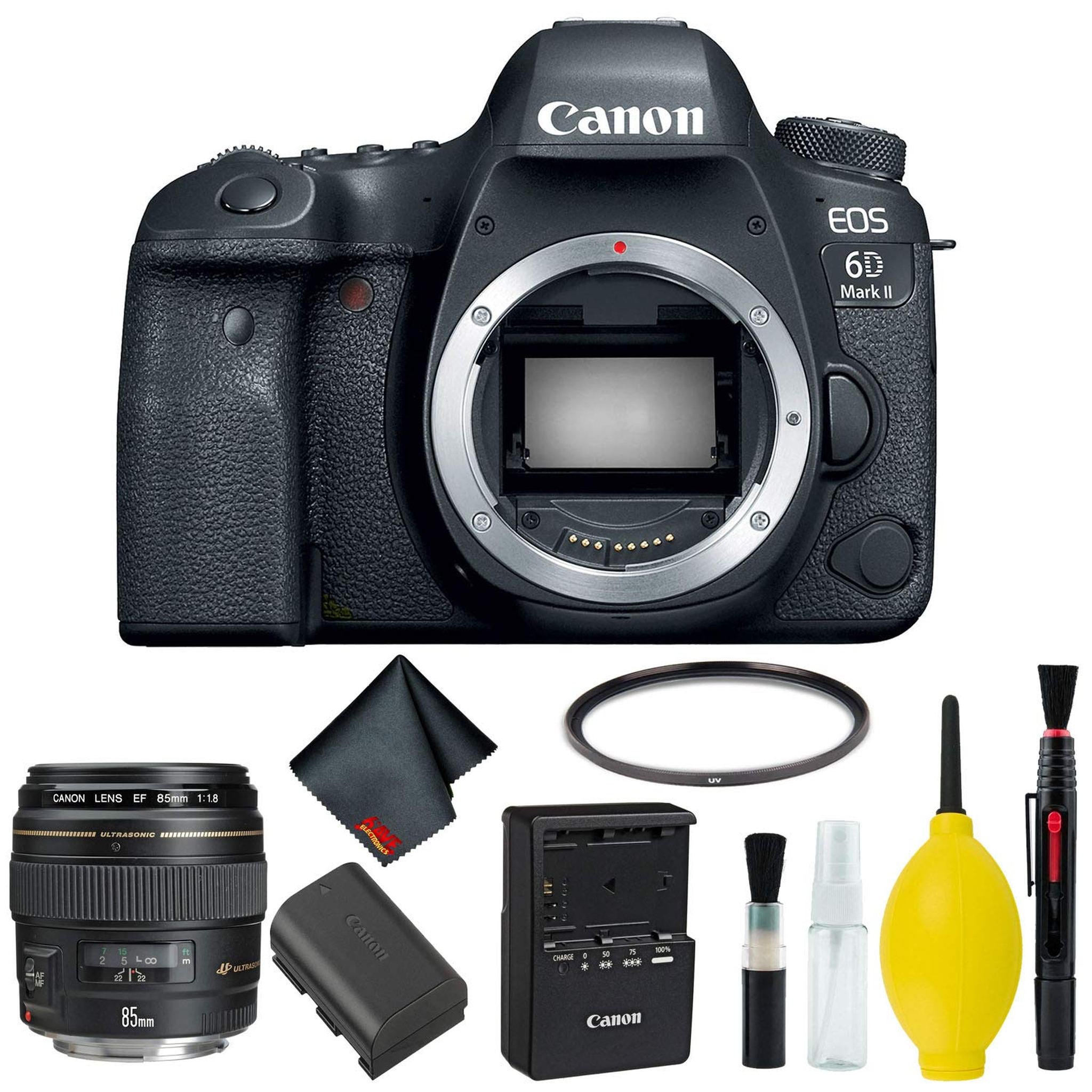 Canon EOS 6D Mark II DSLR Camera Body Only Basic Kit International Model w/Canon EF 85mm f/1.8 USM Lens - Internationa Canon
