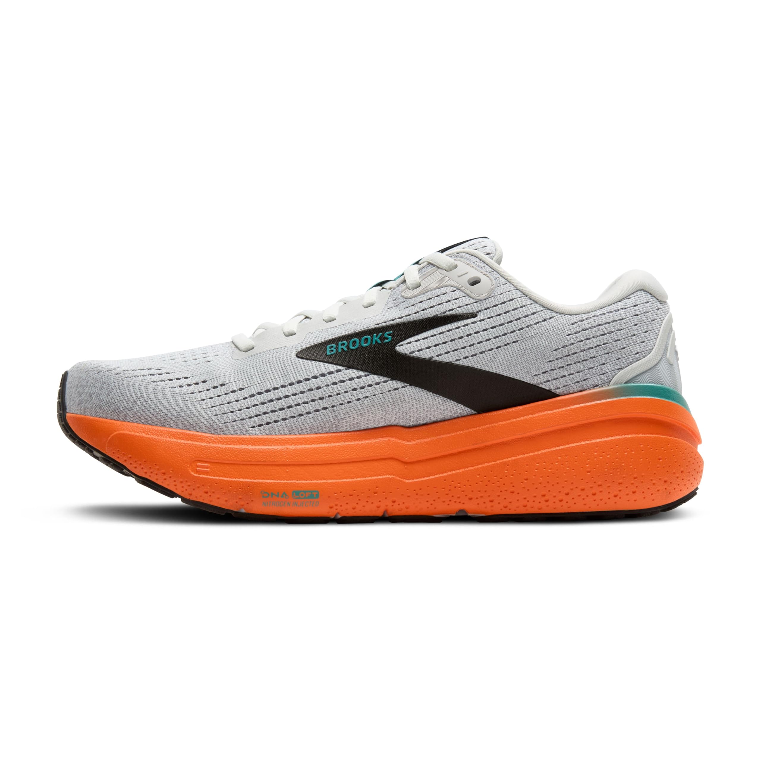 Brooks Men’s Ghost Max 2 Neutral Running & Walking Shoe - Oyster Mushroom/Orange/Teal - 9.5 Medium