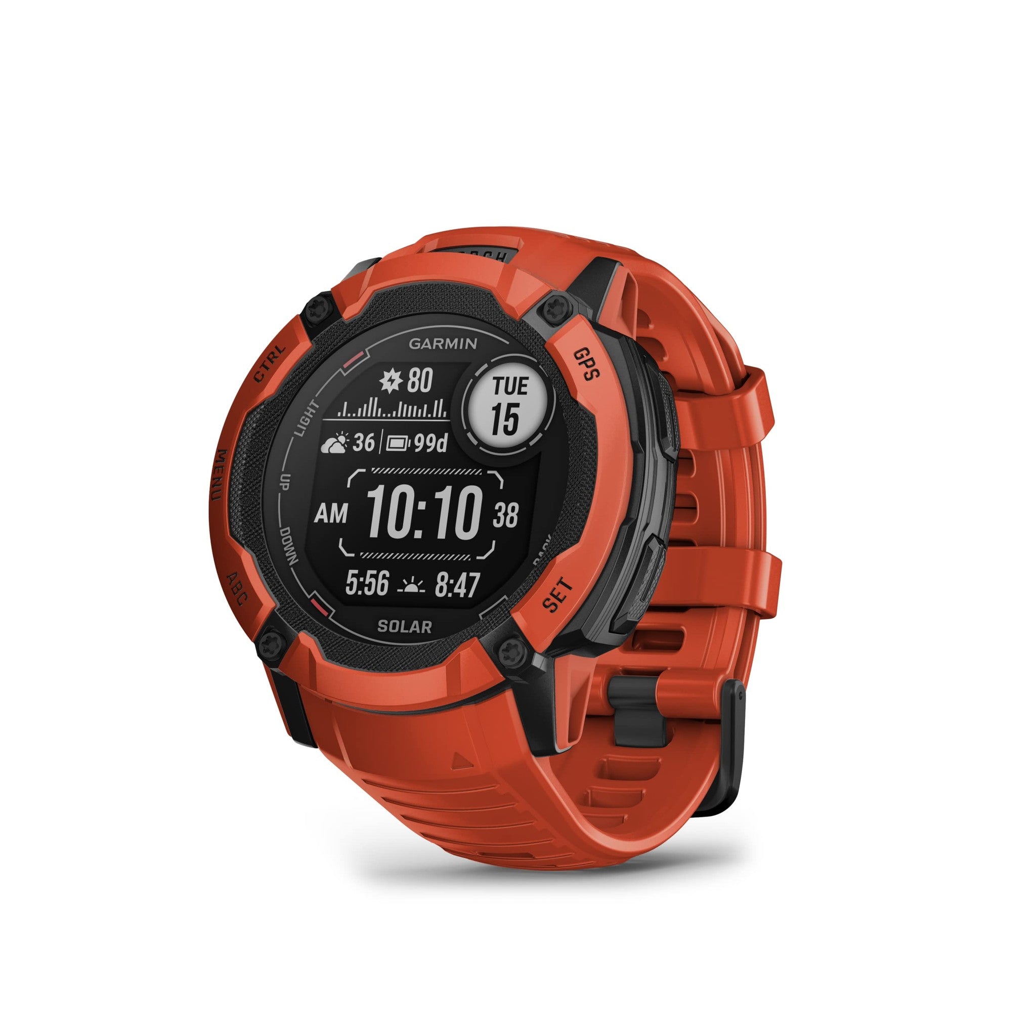 Garmin Instinct 2X Solar, Rugged GPS Smartwatch, Flame Red