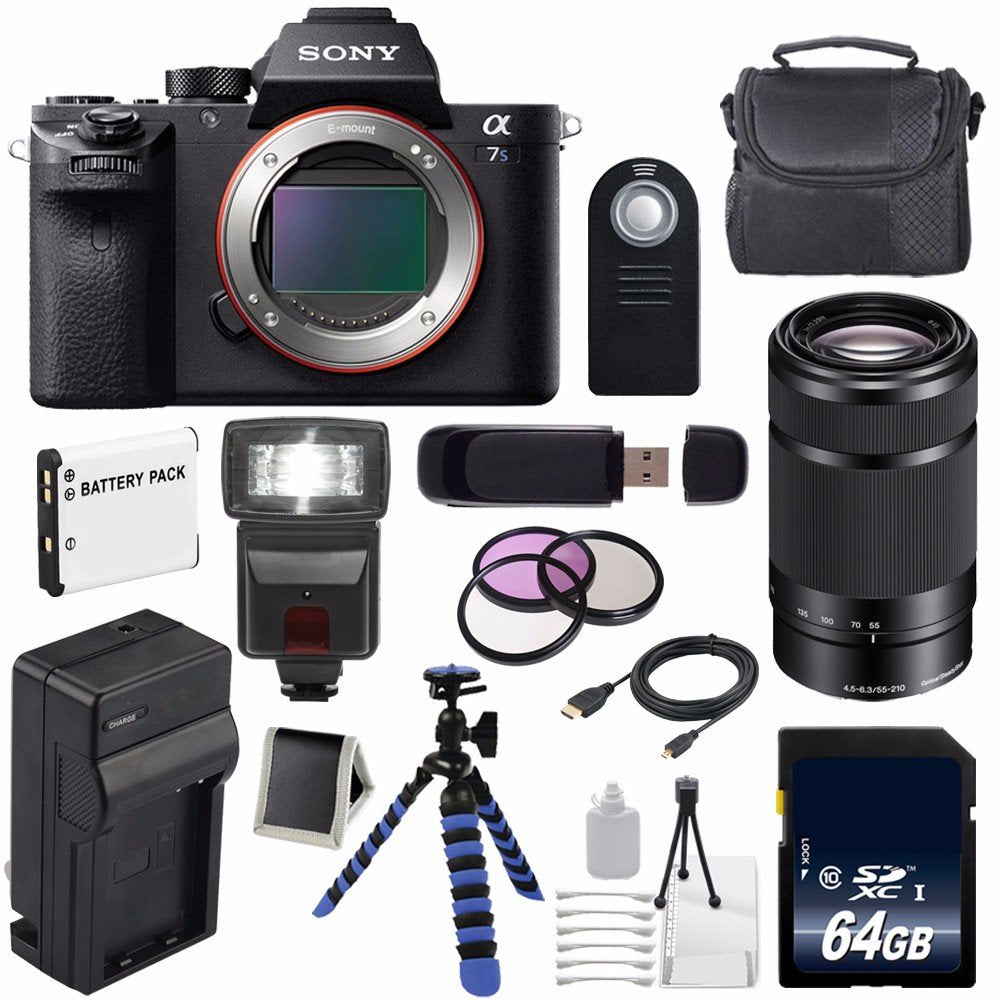 Sony Alpha a7S II a7S Mark II a7SII ILCE7SM2/B Mirrorless Digital Camera (International Model) + Sony E 55-210mm f/4.5-6 Lens Extreme Bundle