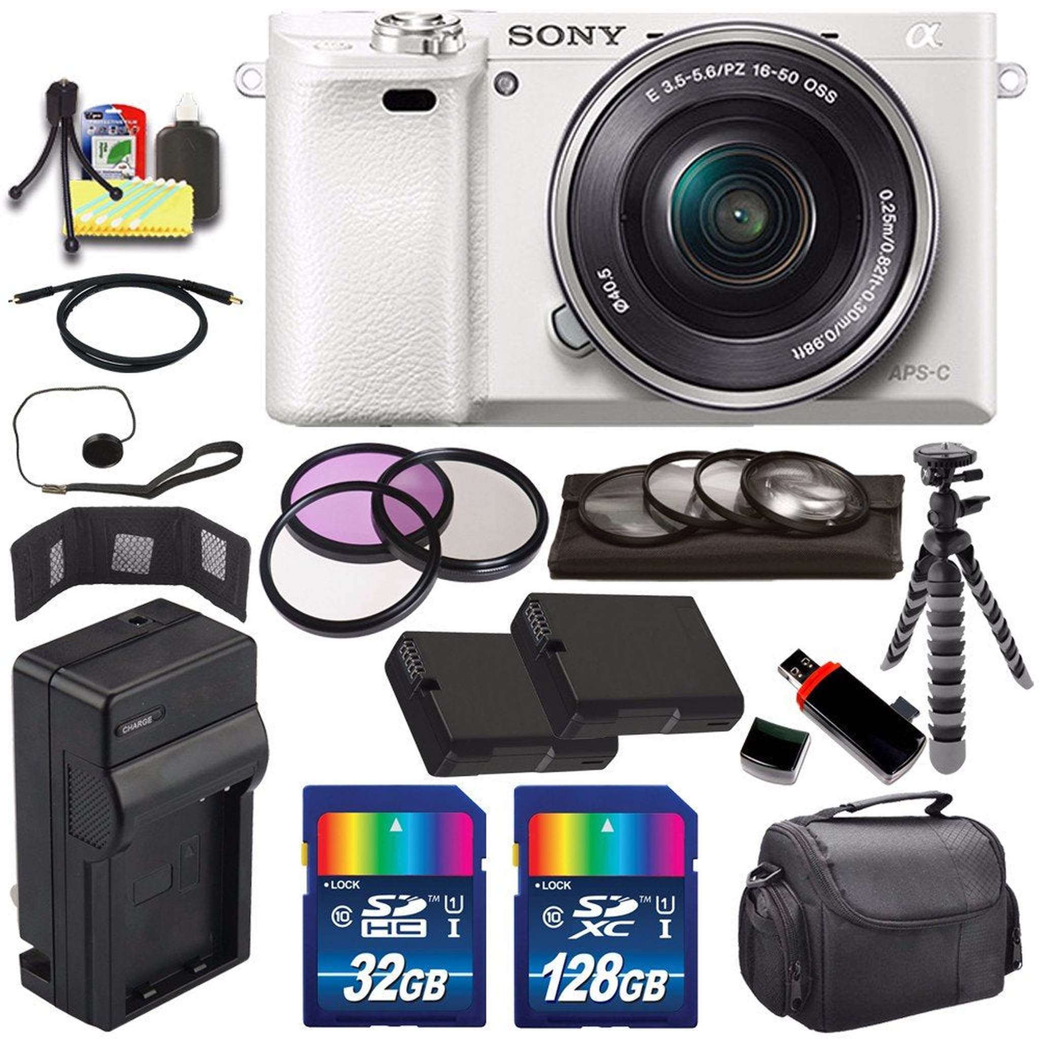 Sony Alpha a6000 Mirrorless Digital Camera with 16-50mm Lens White + Battery + Charger + 160GB Bundle 8 - Internationa