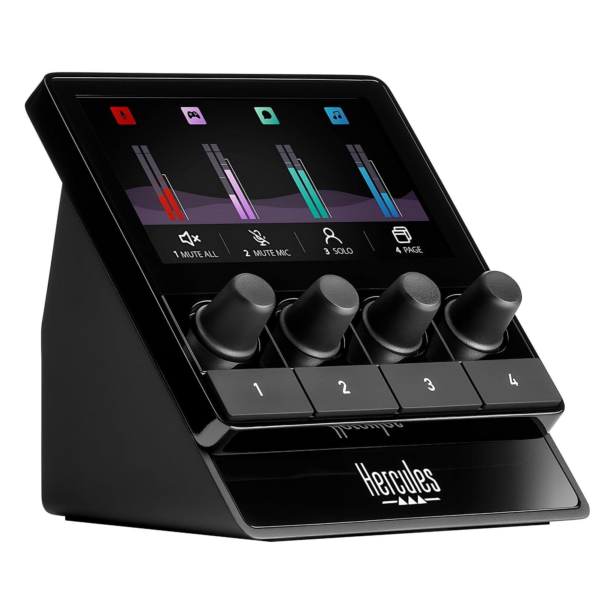 Hercules Stream 100, Audio Mixer for Content Creators, Up to 8 Tracks, LCD Screen, High Resolution Encoders, 4 Actions Buttons and Customizable Interface. Compatible with Windows PC Only Hercules DJ