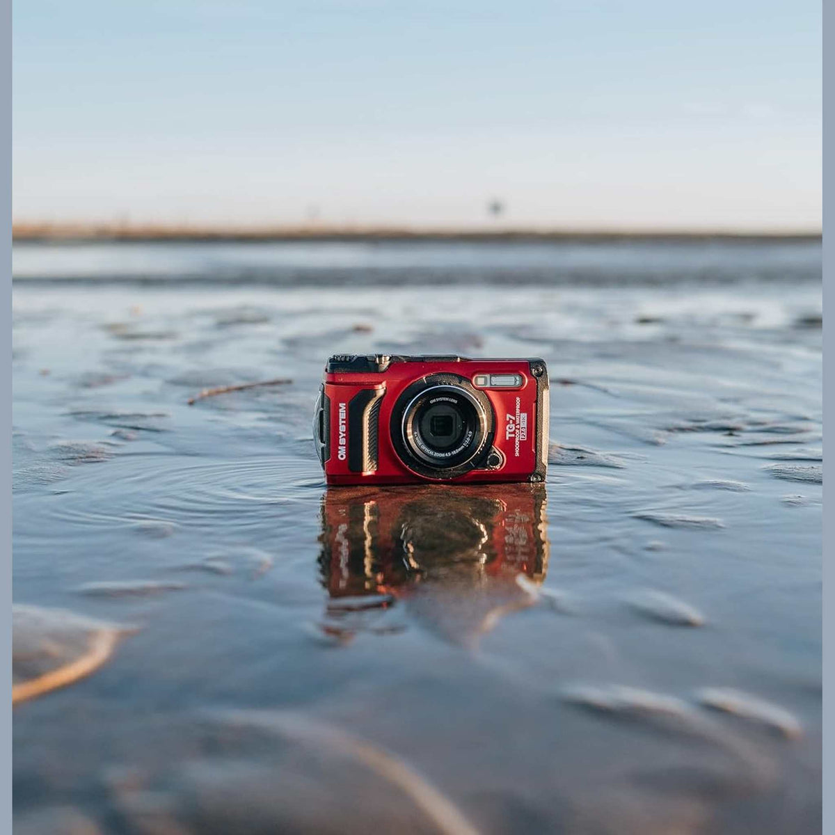 OM SYSTEM Tough TG-7 Digital Camera Bundle Red + 64GB Card + Case + Battery