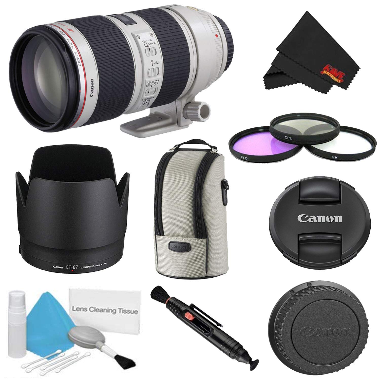 Canon EF 70-200mm f/2.8L is II USM Lens w/ 3 Piece Filter Kit (International Model)