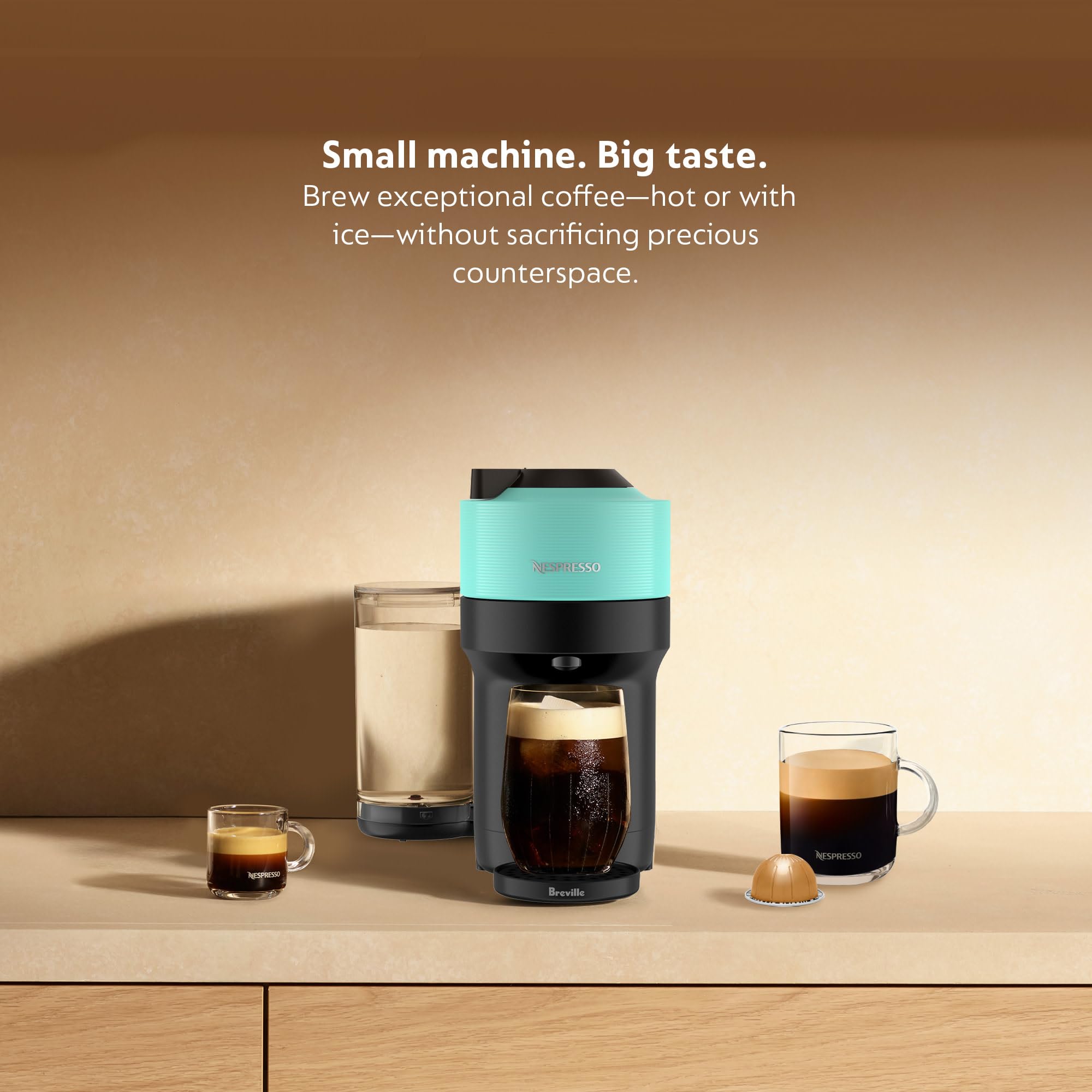 Nespresso Vertuo Pop+ Coffee and Espresso Maker by Breville, Aqua Mint