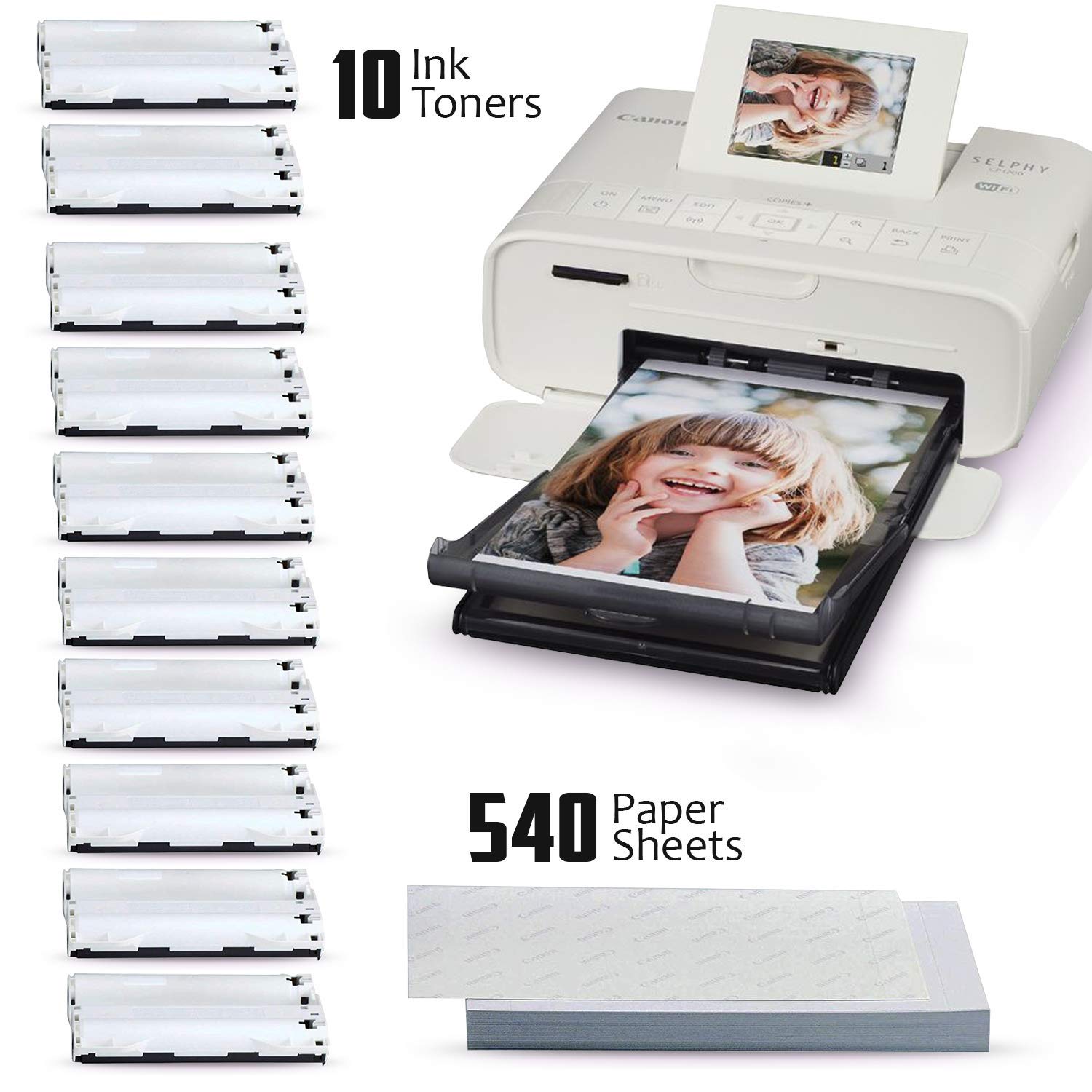 5 Pack Canon RP-108/RP108 Color Ink Paper Set (10 Ink Toners/540 Paper Sheets)