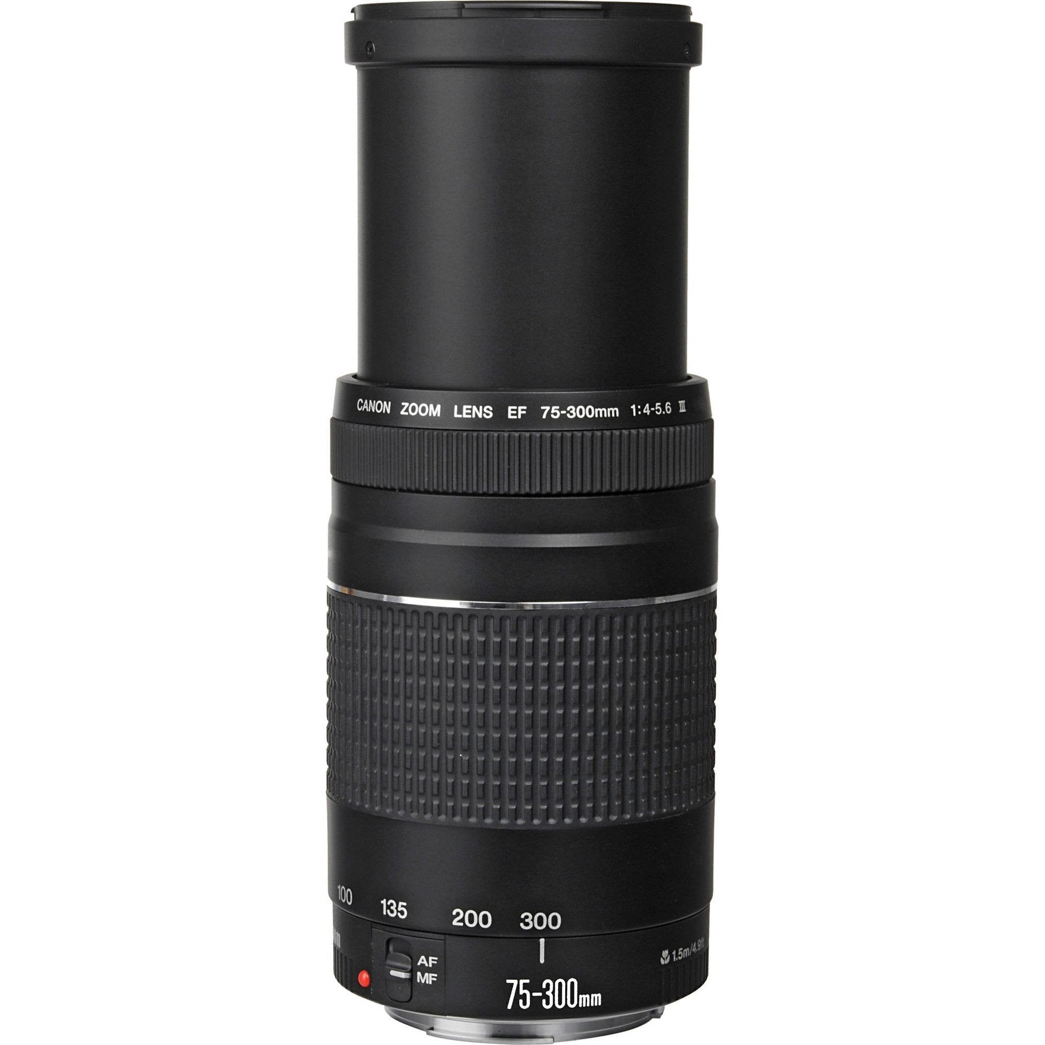 Canon EF 75-300mm f/4-5.6 III Telephoto Zoom Lens 6473A003 + Lens Pen Cleaner + Deluxe Lens Pouch + 58mm 3 Piece Filter Kit + Microfiber Cloth Bundle - Used Canon