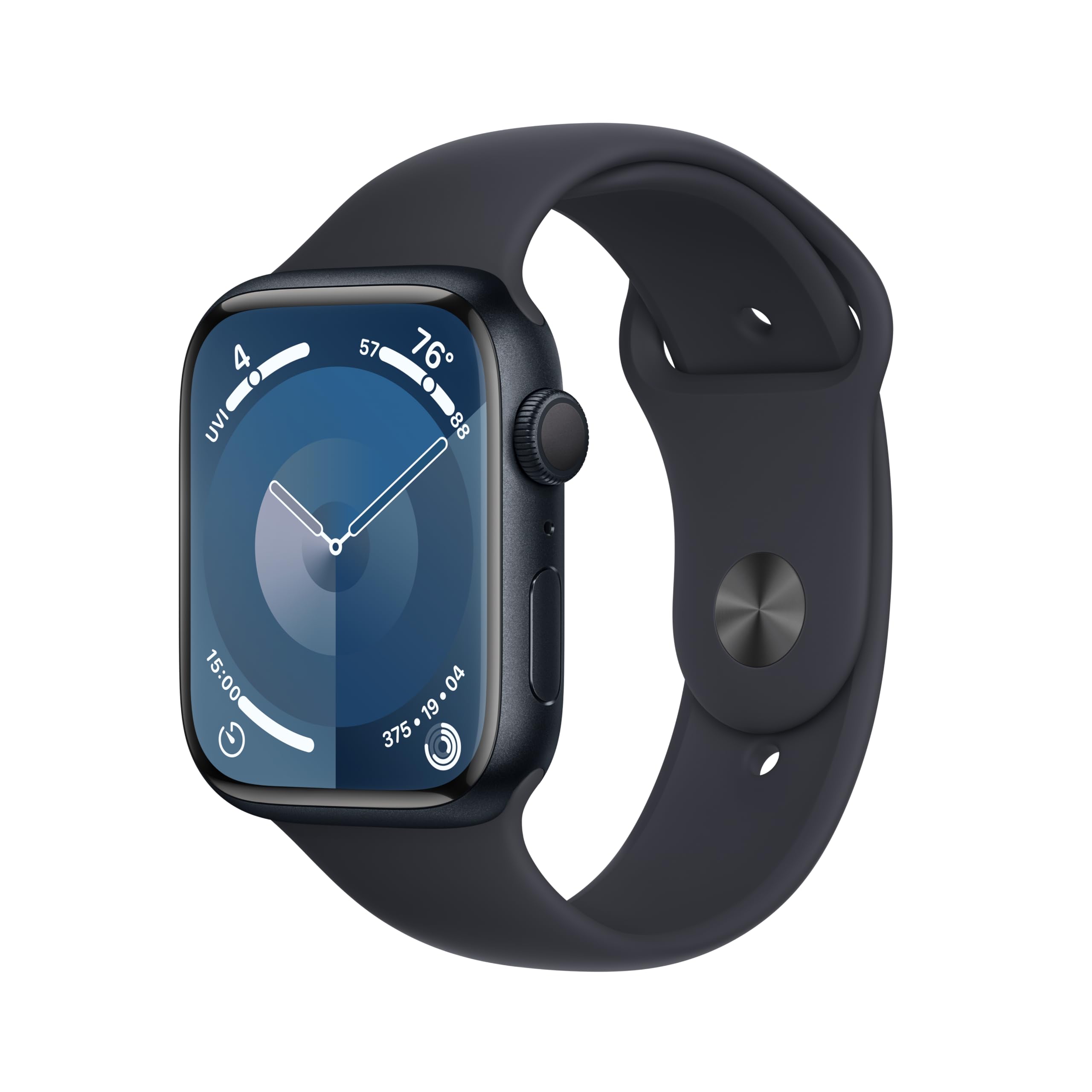 Apple Watch Series 9 GPS 45mm Smartwatch with Midnight Aluminum Case with Midnight Sport Band M/L. Fitness Tracker, ECG Apps, Always-On Retina Display, Water Resistant Apple