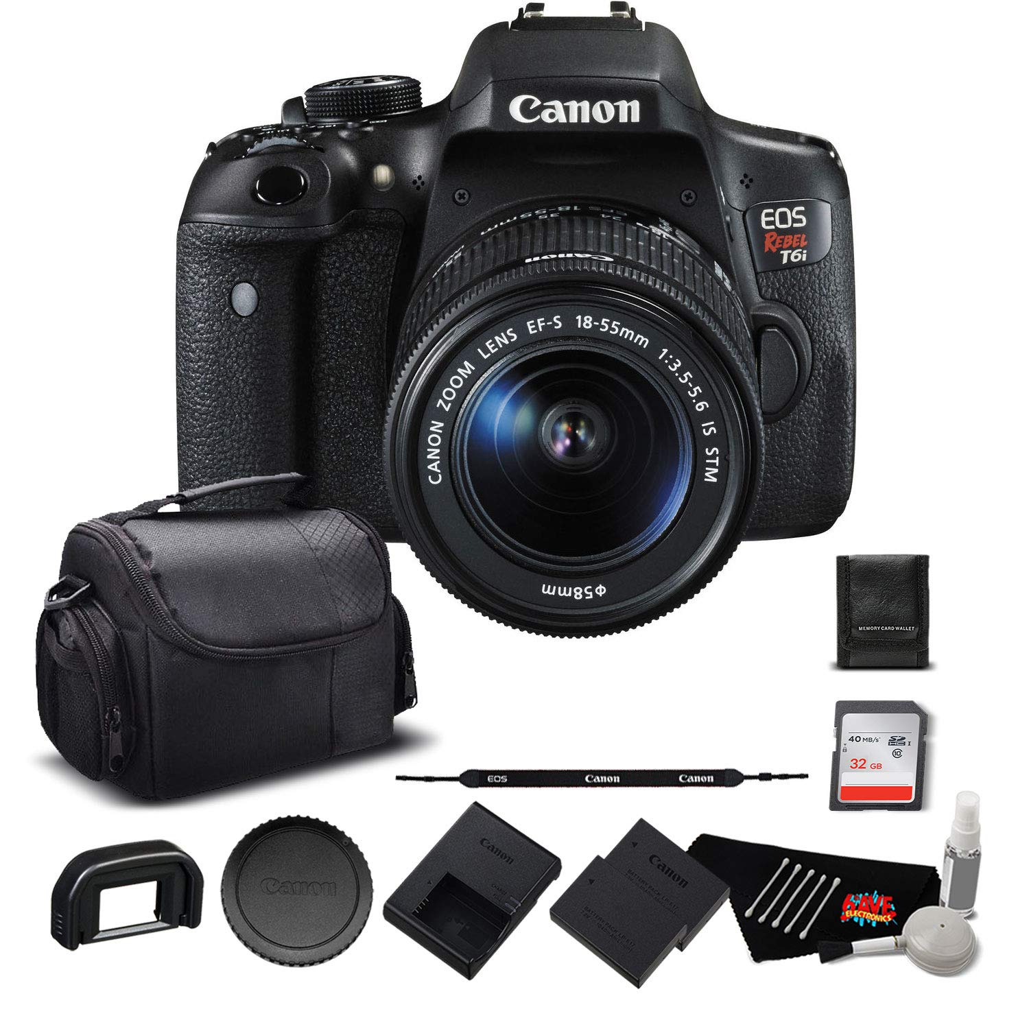 Canon EOS Rebel T6i DSLR Camera with 18-55mm Lens 0591C003 Starter+ Bundle