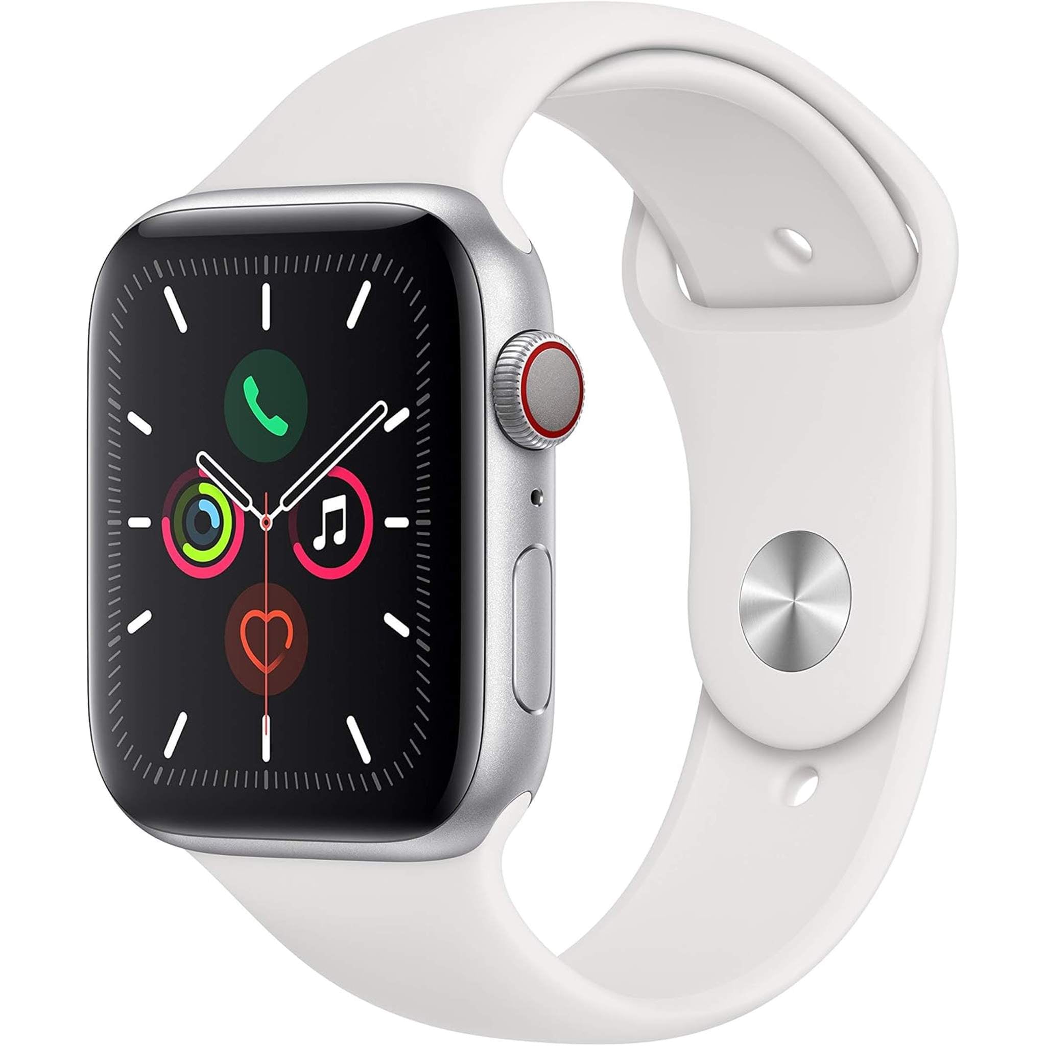 Apple Watch Series 5 GPS + Cellular, 44mm - Silver Aluminum Case with White Sport Band