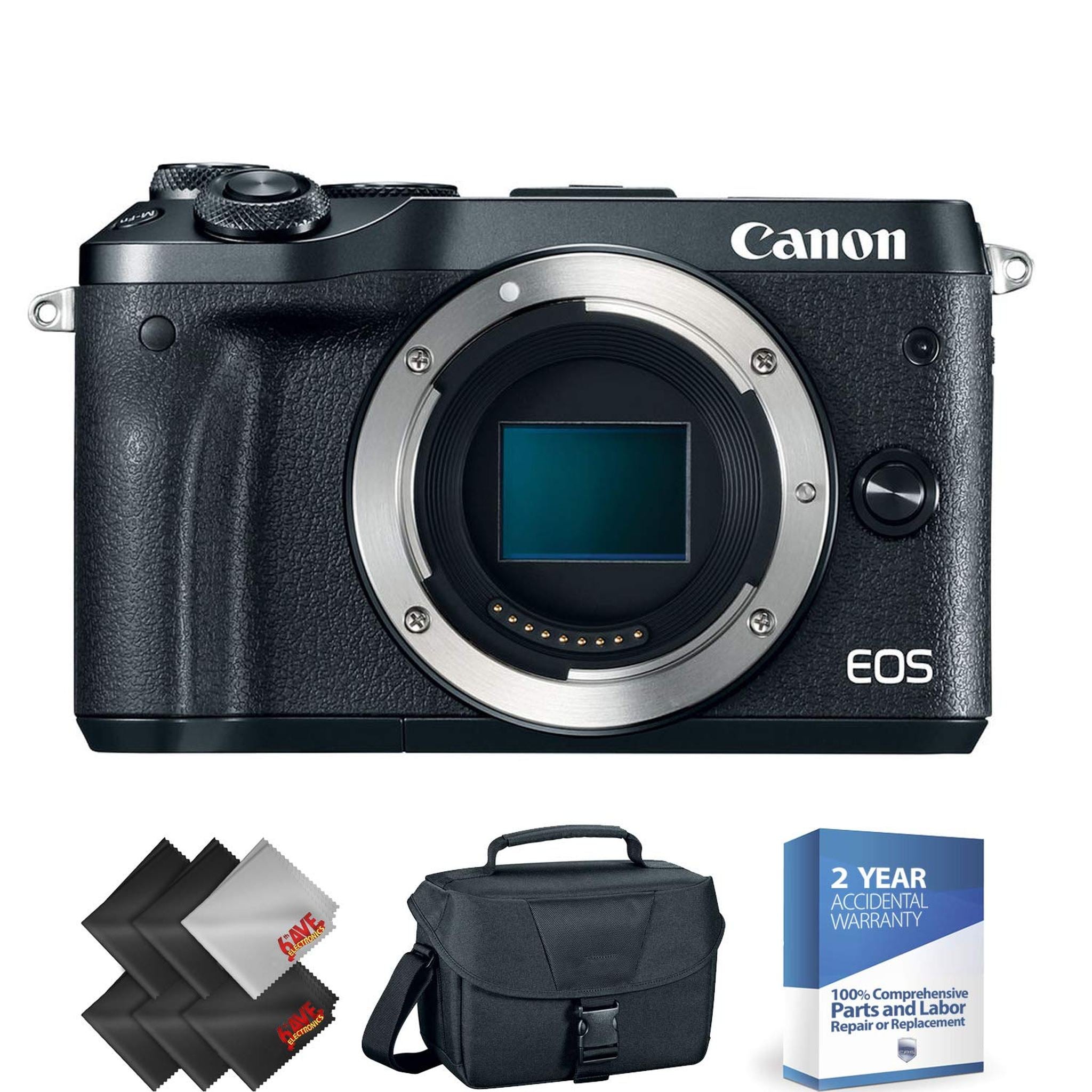Canon EOS M6 Mirrorless Digital Camera Body Only, Black + 2 Year Accidental Warranty Canon