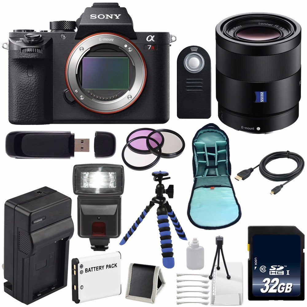 Sony Alpha a7R II Mirrorless Digital Camera (International Model) + Sony Sonnar T FE 55mm f/1.8 ZA Lens + 49mm 3 Piece Supreme Bundle