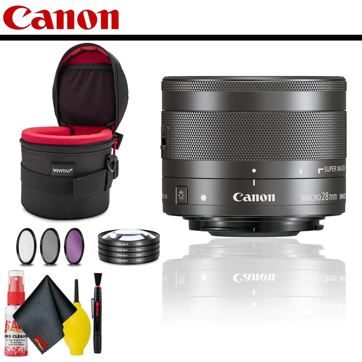 Canon EF-M 28mm f/3.5 Macro IS STM Lens With Lens Case, Filter Kit AND Cleaning Kit