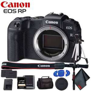 Canon EOS RP Mirrorless Digital Camera Body Only - Includes - Extra Battery Pack, Cleaning Kit, Memory Card Kit, Carry Canon