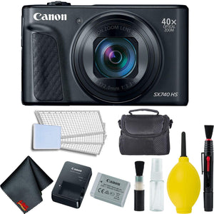 Canon PowerShot SX740 HS Digital Camera Black Basic Bundle w/Carrying Case - International Model