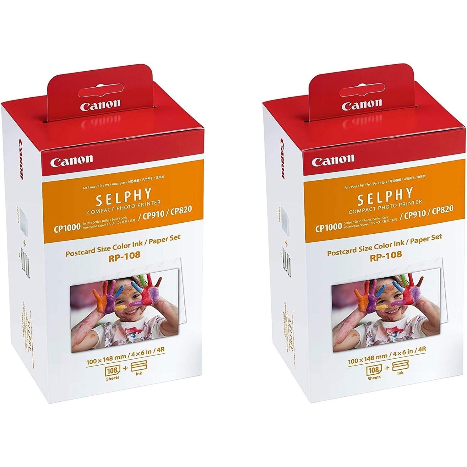 Canon Color Ink/Paper Set, For Use With SELPHY CP910/CP820/CP1200, RP-108 2-Pack
