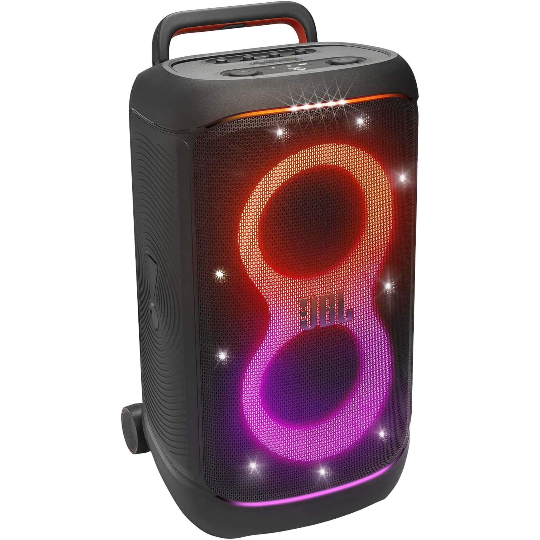 JBL PartyBox 520 - Portable Battery-Powered Party Speaker with AI Sound Boost, Up to 15 Hours of Play time, IPX4 Splash Proof, Multi-Speaker Connection by Auracast, and Telescopic Handle Black