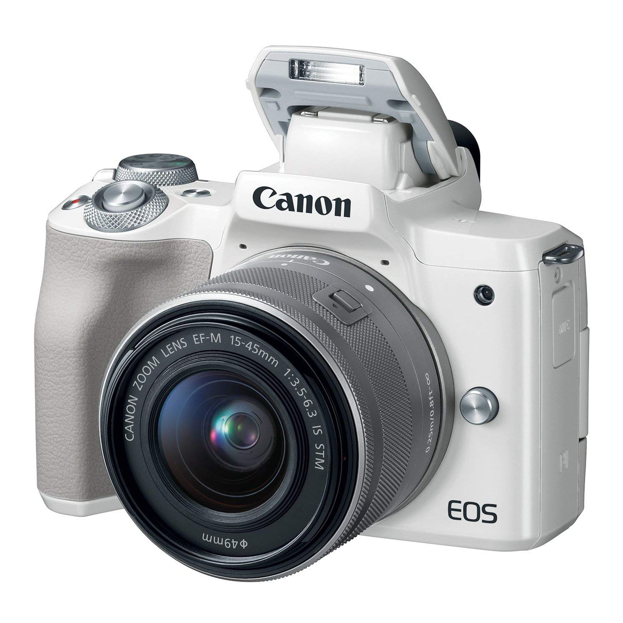 Canon EOS M50 Mirrorless Camera Kit w/EF-M15-45mm Lens and 4K Video White Renewed - Reconditioned Canon