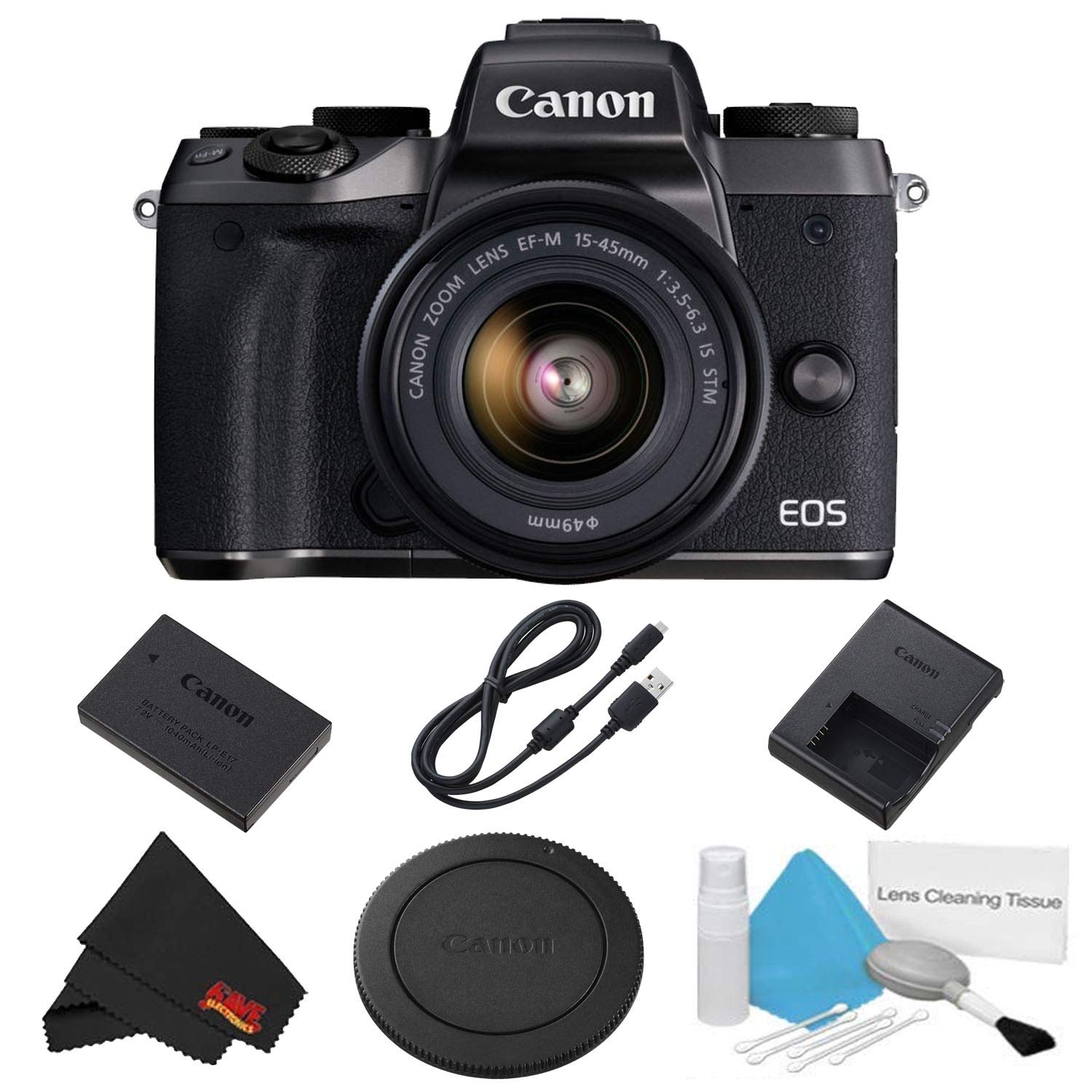 Canon EOS M5 Mirrorless Digital Camera with 15-45mm Lens Basic Bundle - International Model