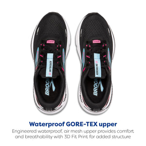 Brooks Women’s Adrenaline GTS 23 GTX Waterproof Supportive Running Shoe - Black/Knockout Pink/Aqua - 5.5 Medium