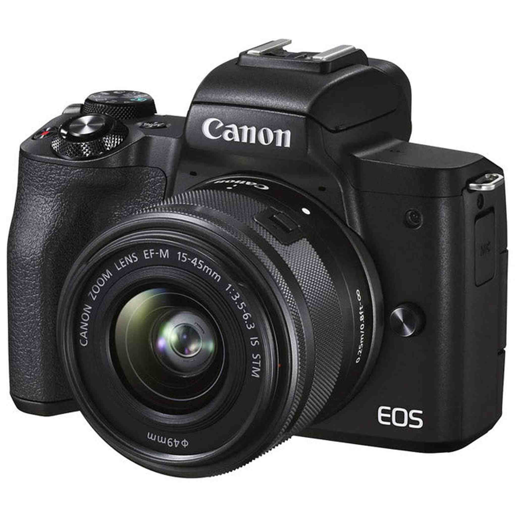 Canon EOS M50 Mark II Black + EF-M 15-45mm & EF-M 55-200mm is STM Bundle - Reconditioned