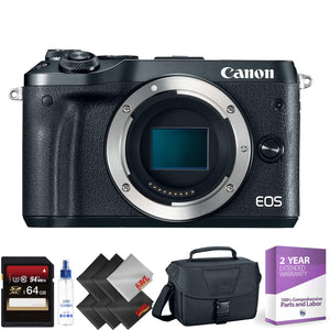 Canon EOS M6 Mirrorless Digital Camera Body Only, Black + 64GB Memory Card + 1 Year Warranty