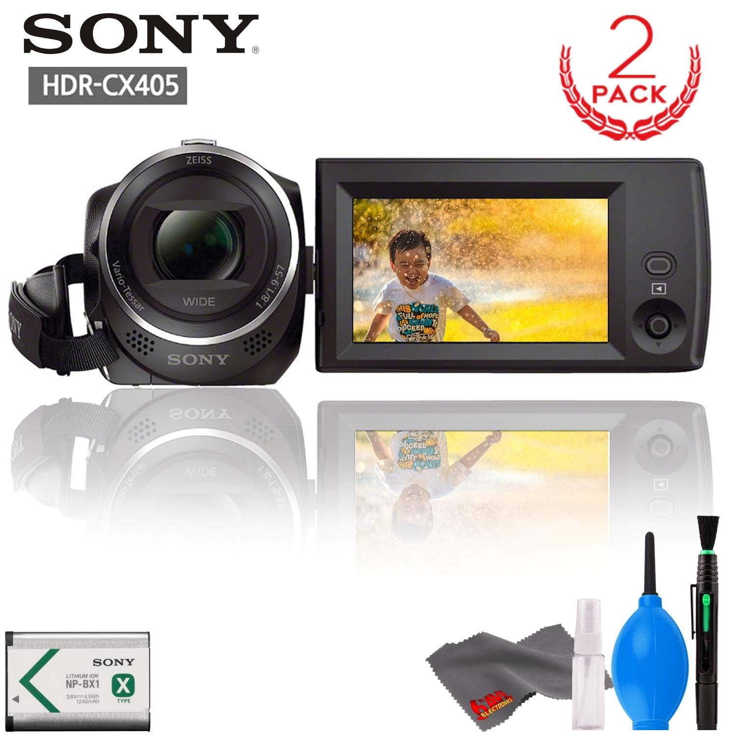 Sony HDR-CX405 HD Handycam (2-Pack) with Cleaning Kit