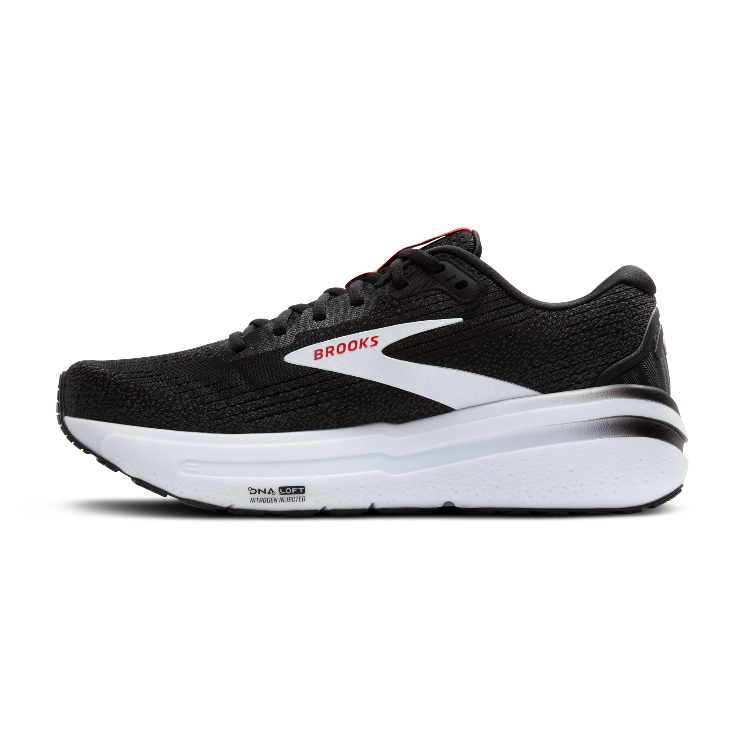 Brooks Men’s Ghost Max 2 Neutral Running & Walking Shoe - Black/White/Fiery Red - 9.5 Medium