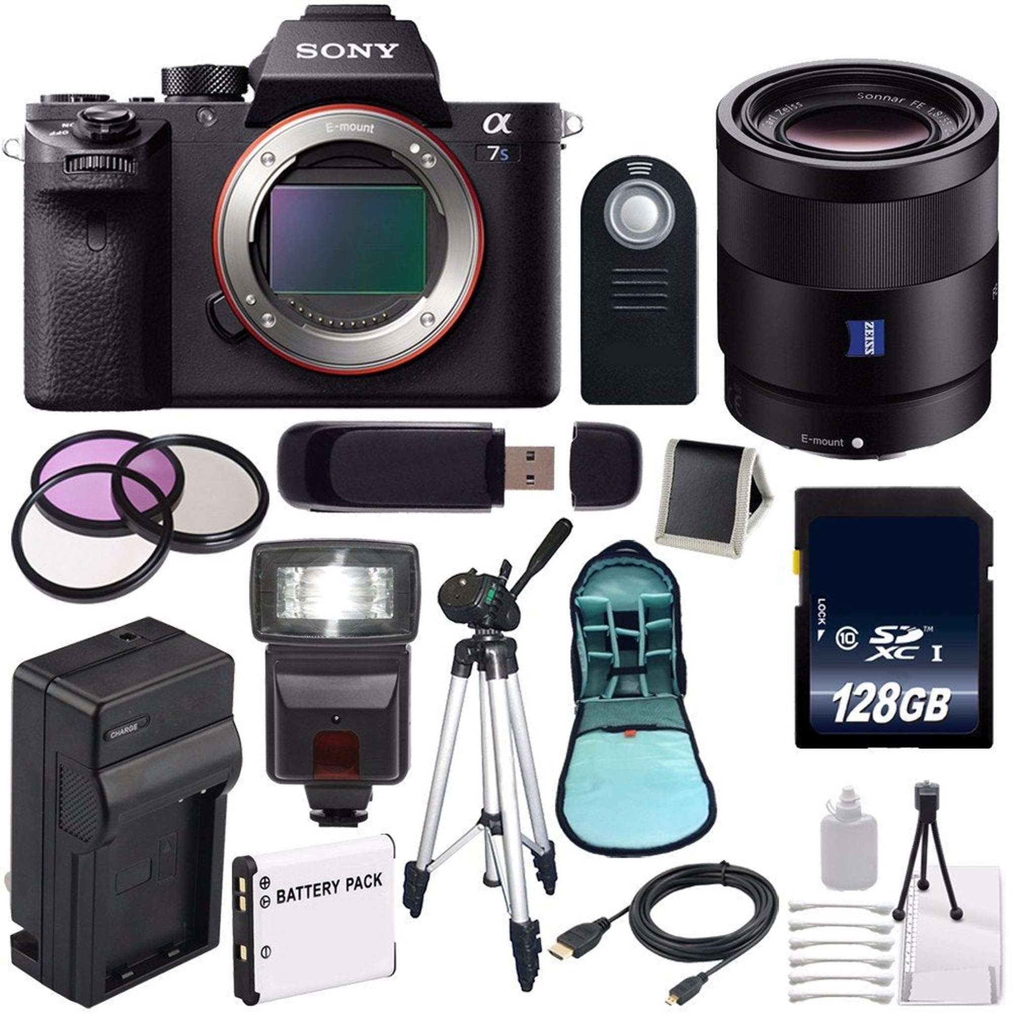 Sony Alpha a7S II a7S Mark II a7SII ILCE7SM2/B Mirrorless Digital Camera International Model + Sony Sonnar T FE 55mm Lens Awesome Bundle