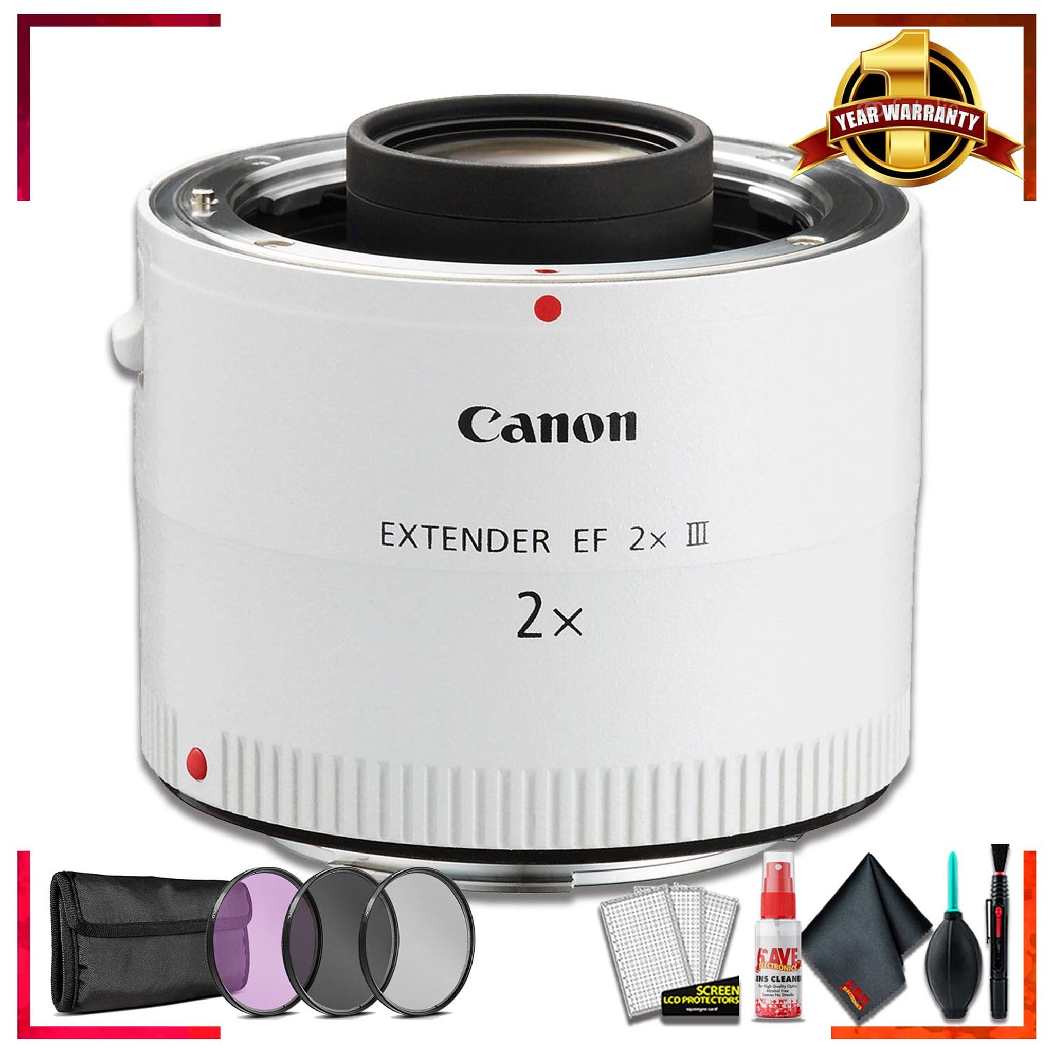 Canon Extender EF 2X III Intl Model + 3 Pcs Filter Kit + Cleaning Kit Canon