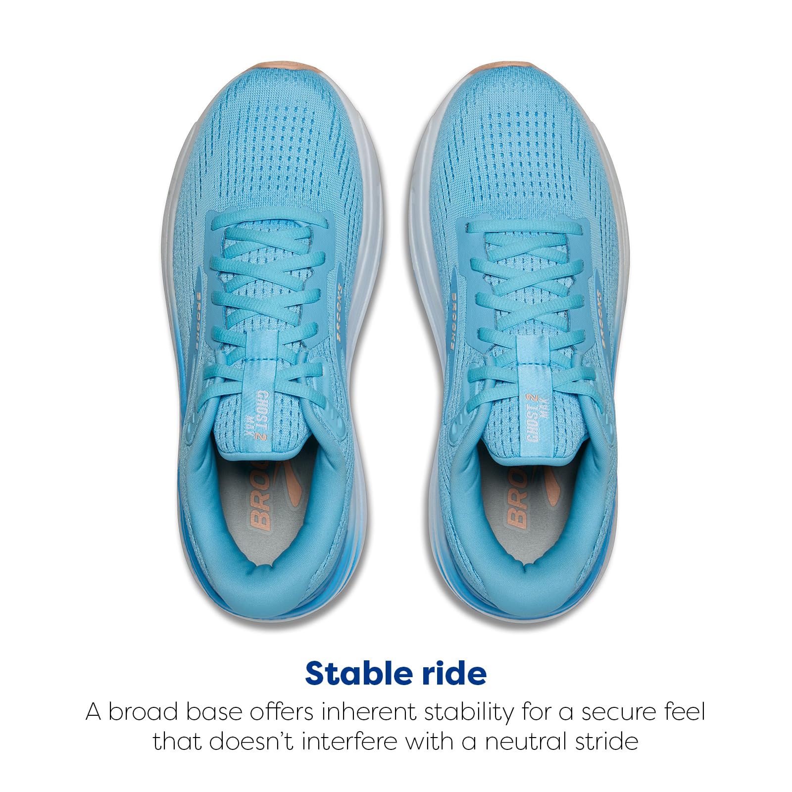 Brooks Women’s Ghost Max 2 Neutral Running & Walking Shoe - Baltic Sea/Bonnie Blue/Peach - 10.5 Medium