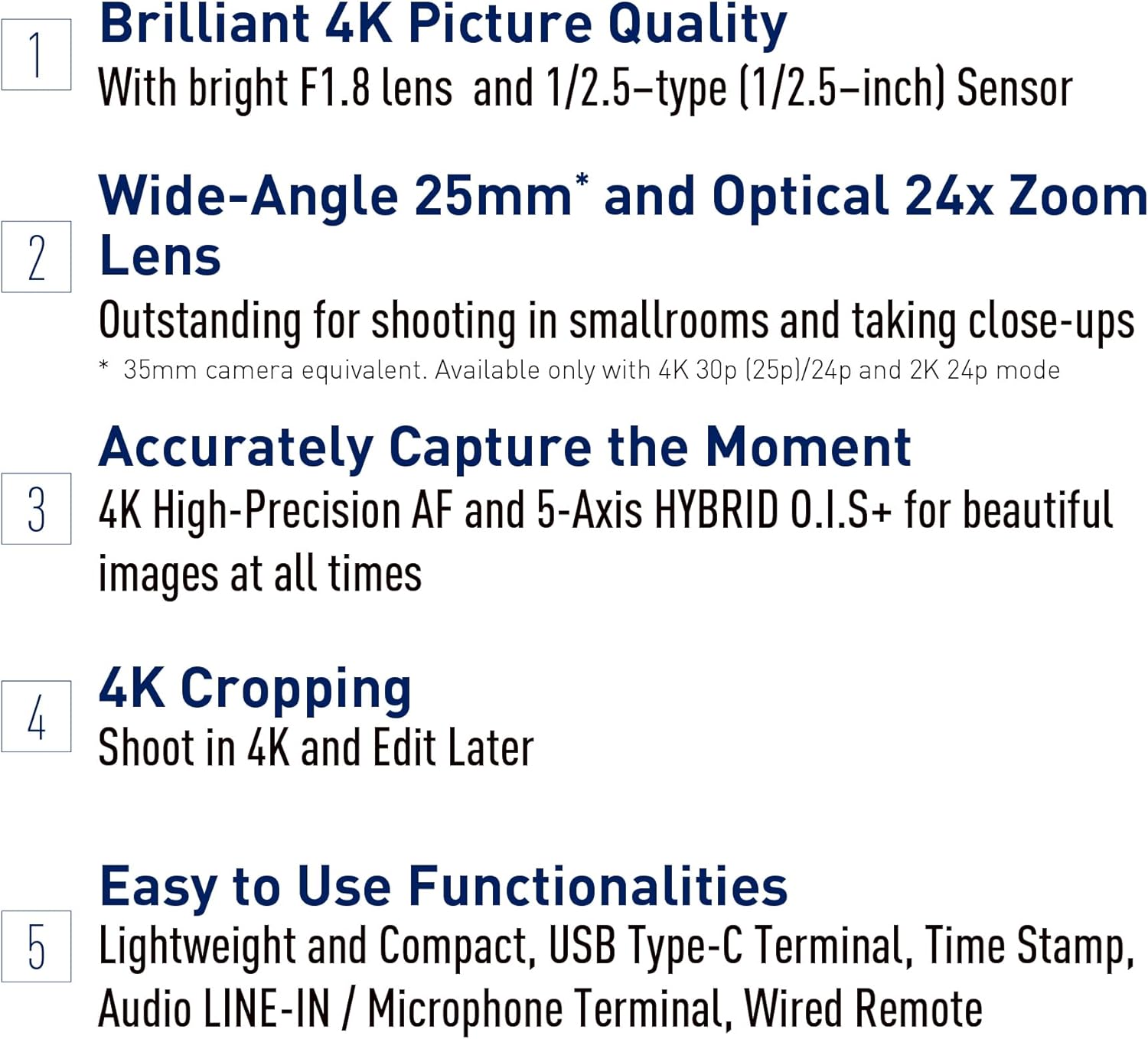 Panasonic VX3 (HC-VX3) 4K Camcorder, Lightweight Video Camera, Record Memories and Moments That Last